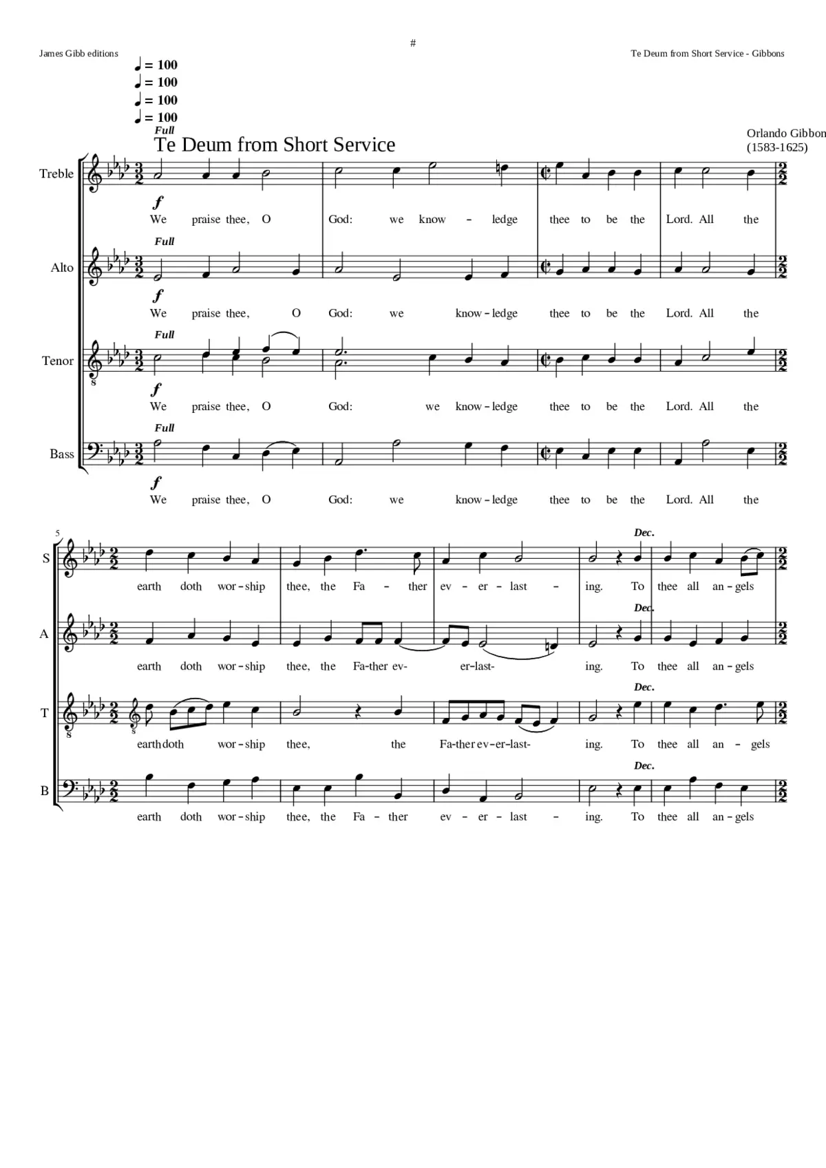 Te Deum (Short Service) - Page 1