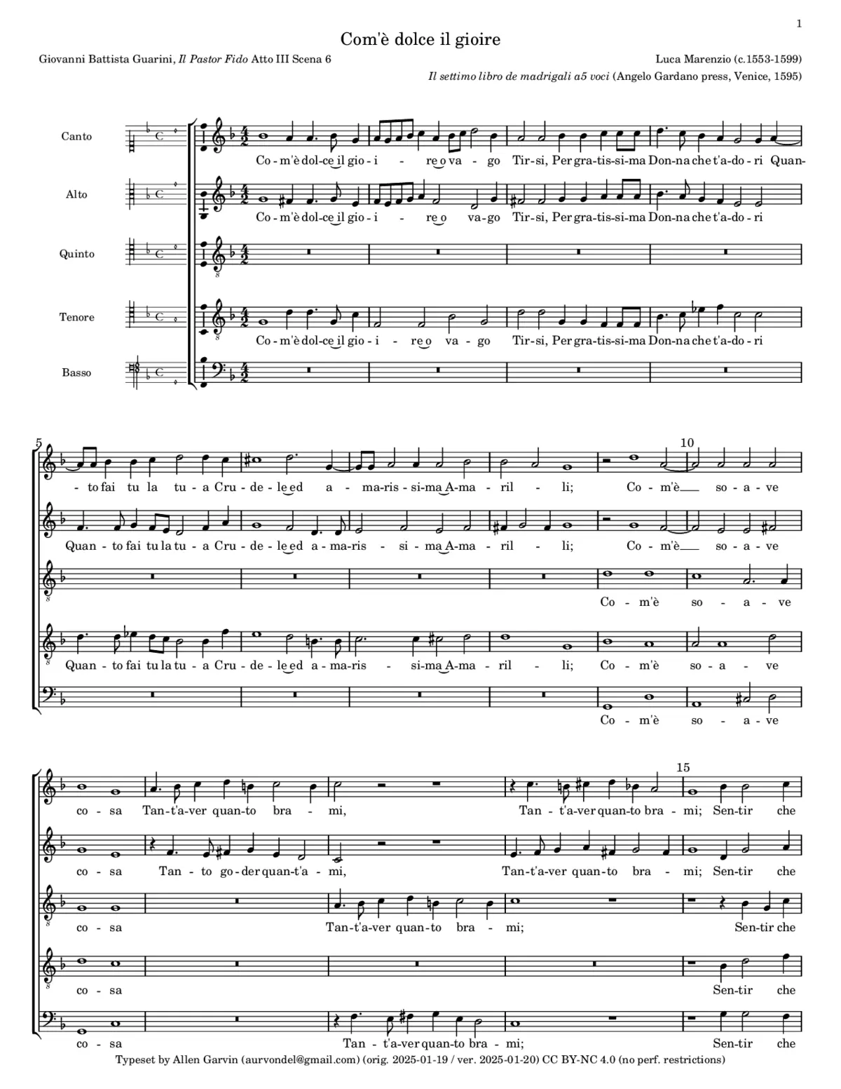 Com'è dolce il gioire - Page 1