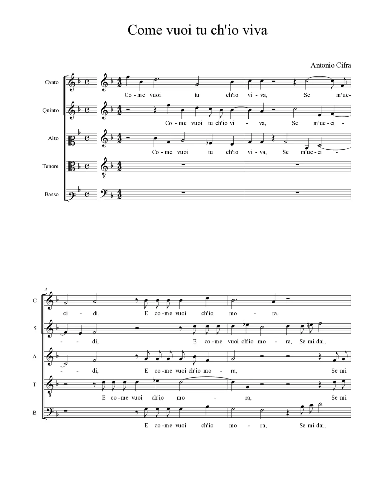 Come vuoi tu ch'io viva - Page 1