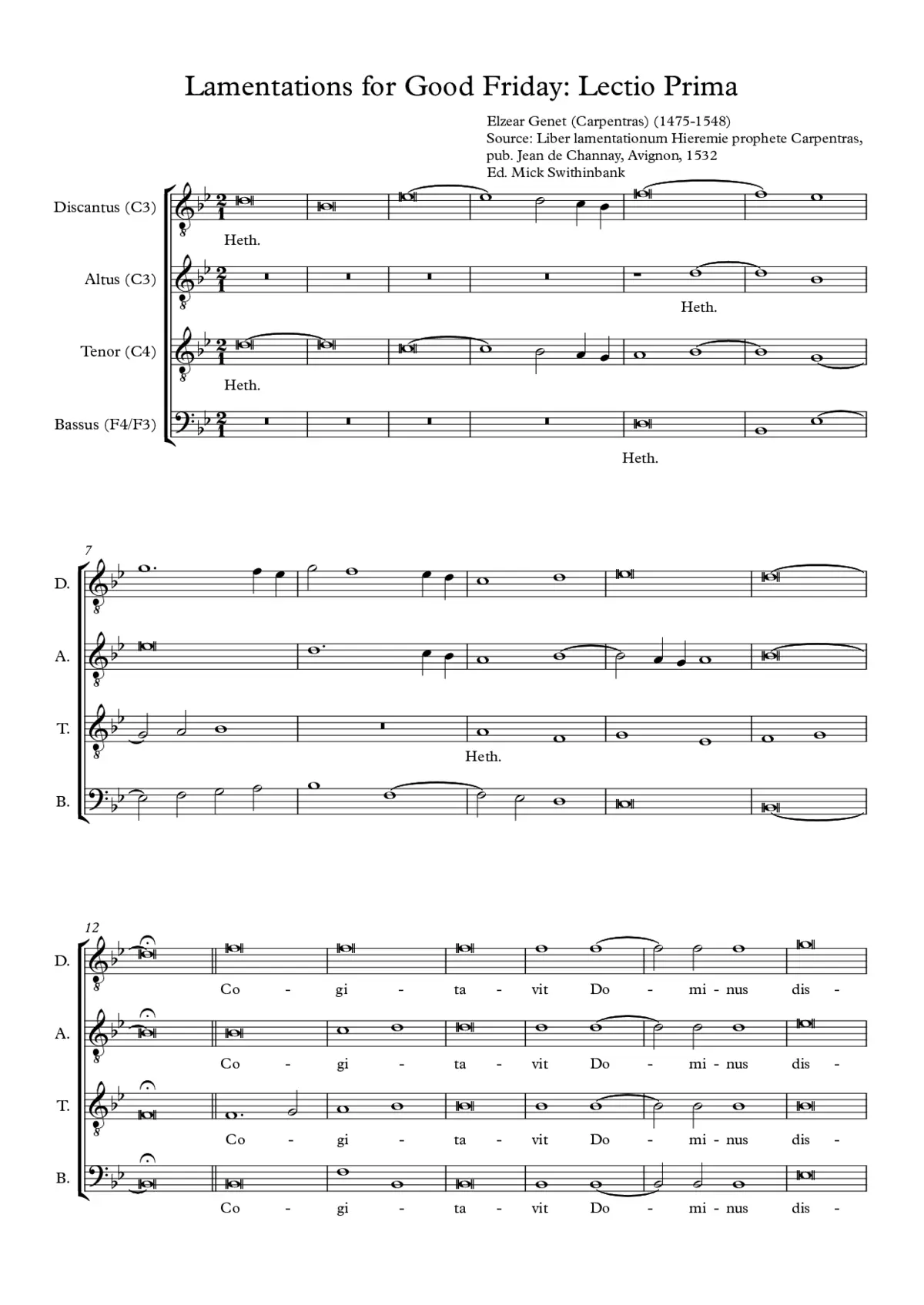Lamentations for Good Friday, Lesson One - Page 1