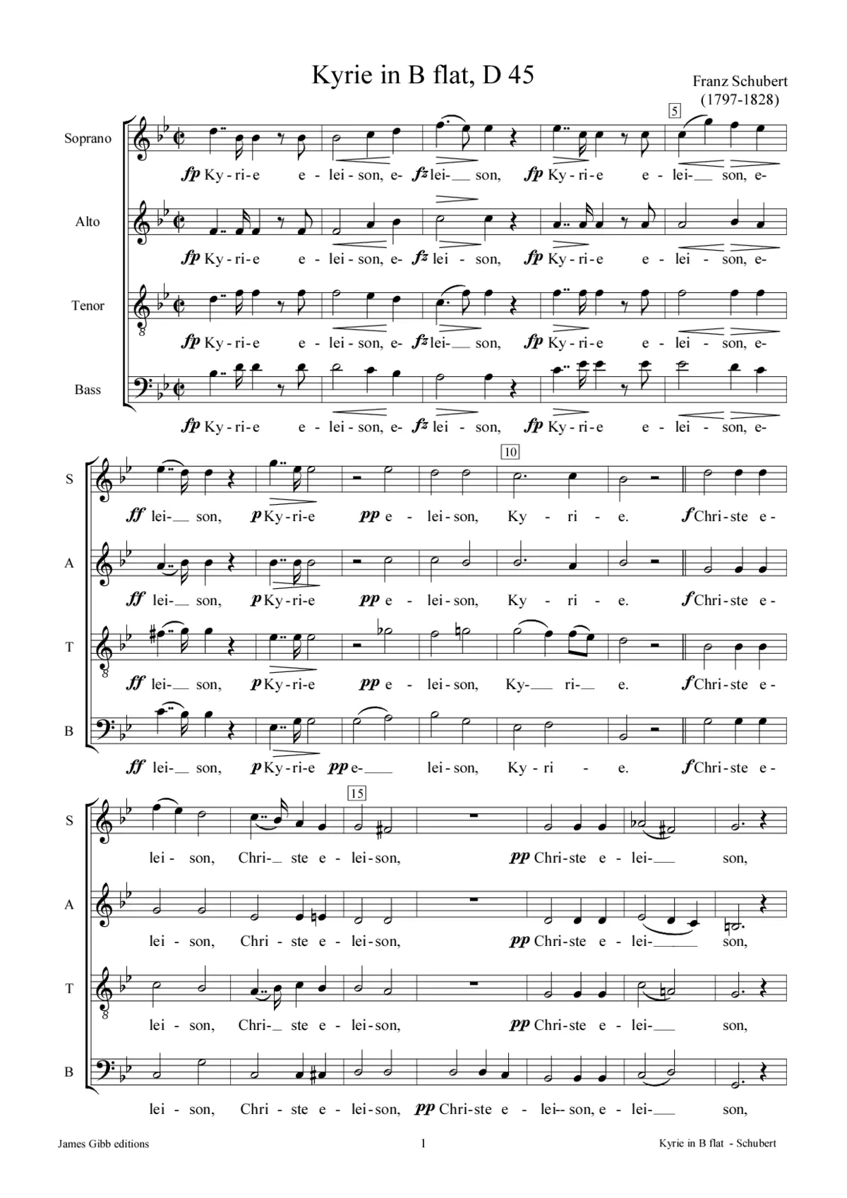 Kyrie in B flat, D45 - Page 1