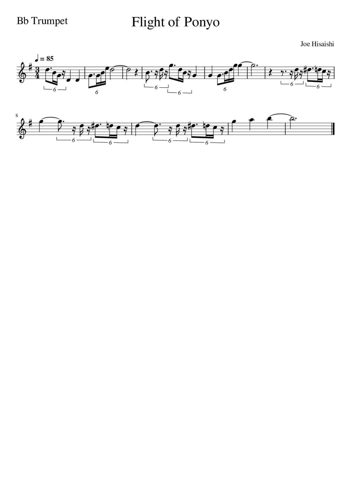 Flight of Ponyo (Bb Trumpet) - Page 1