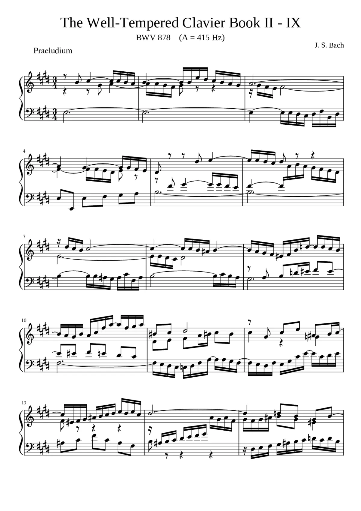 Prelude and Fugue in E major BWV 878 - Page 1