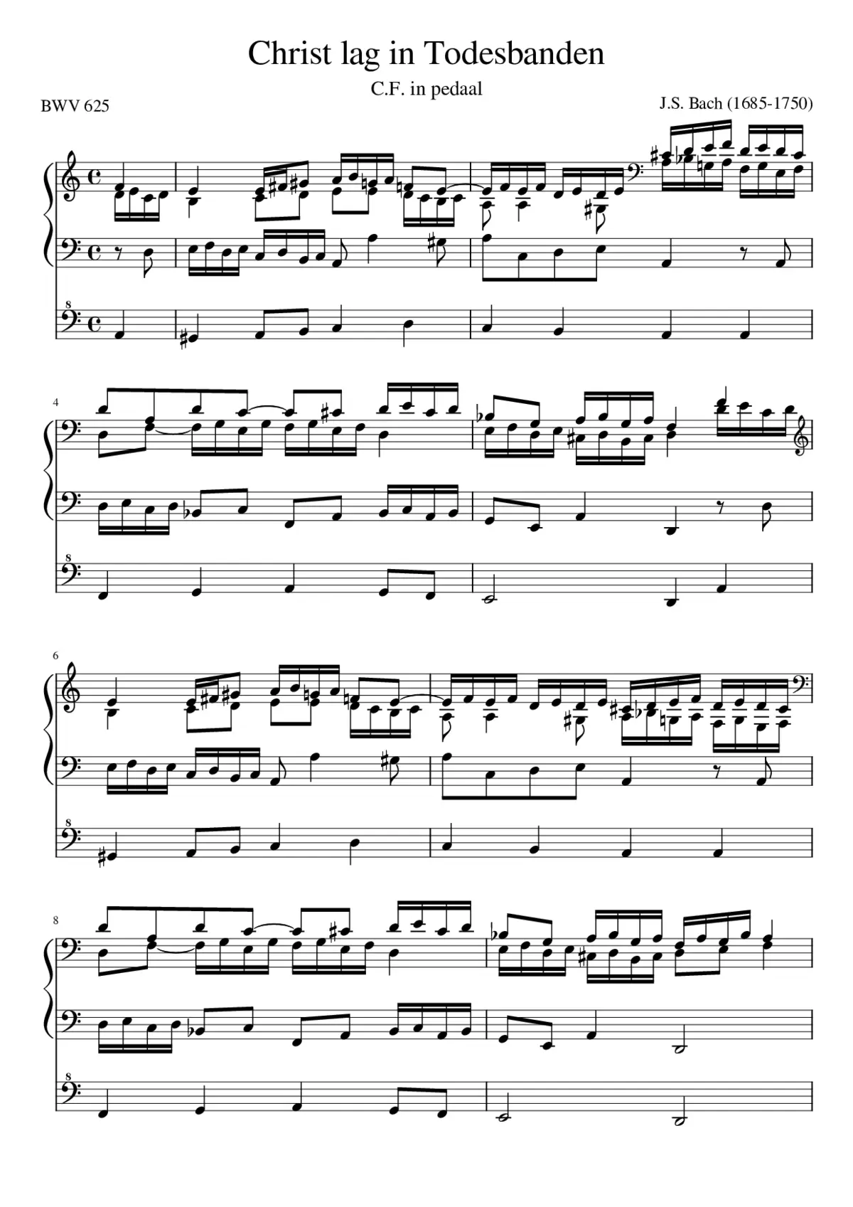 BWV 0625 Bach JS Christ lag in Todesbanden Organ - Page 1