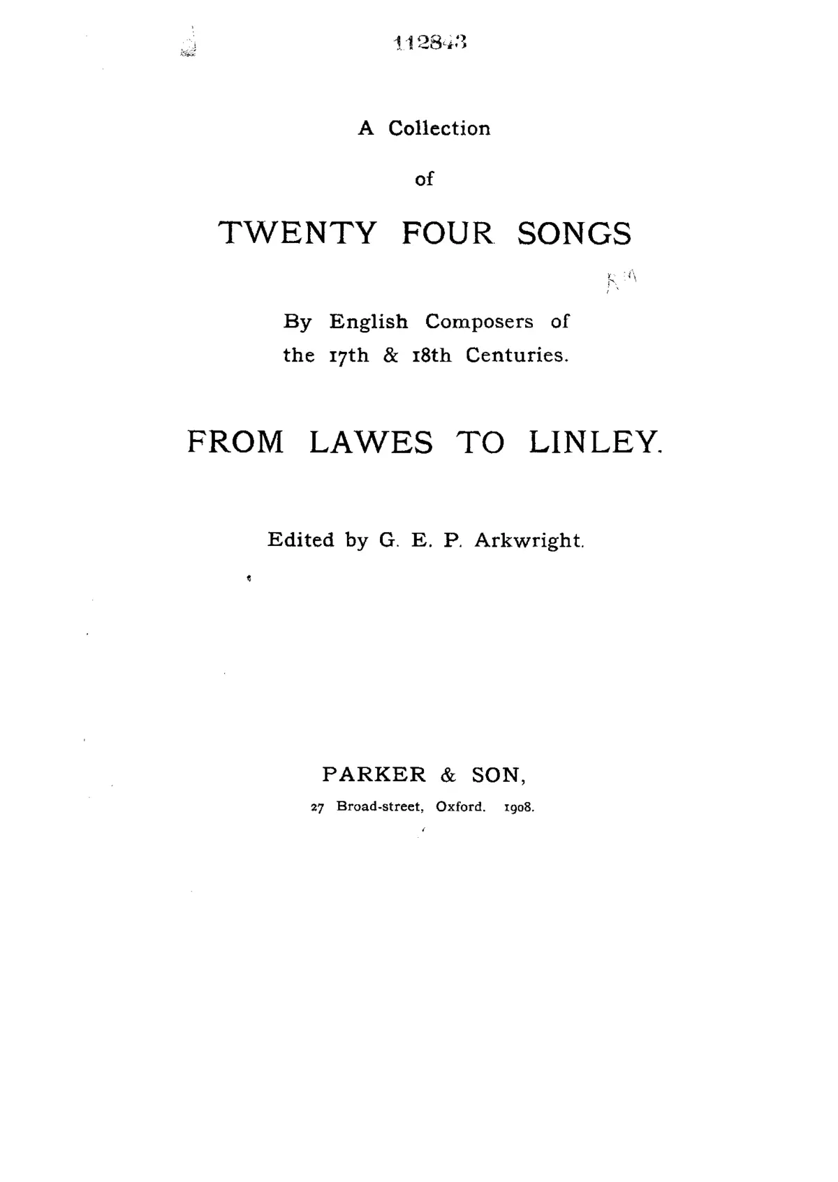 A Collection of 24 Songs by English composers of the 17th and 18th centuries - Page 1
