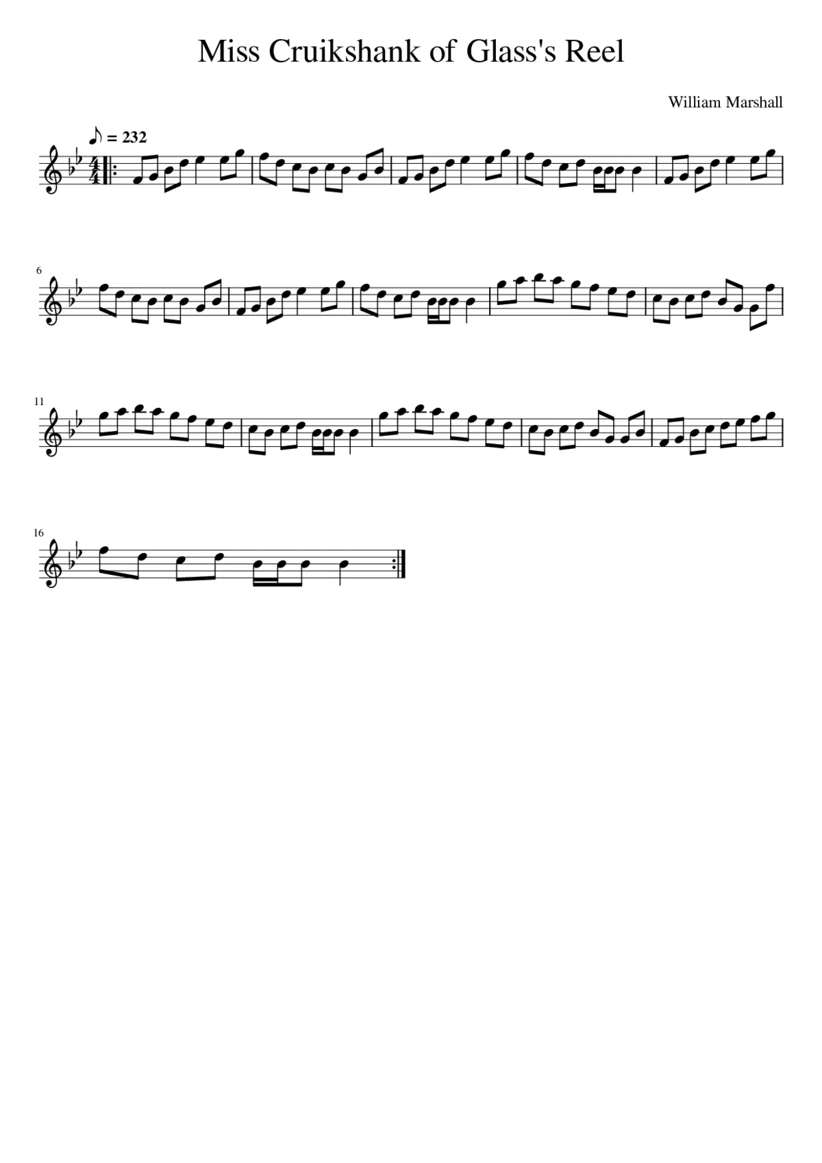 Miss Cruikshank of Glass's Reel - Page 1