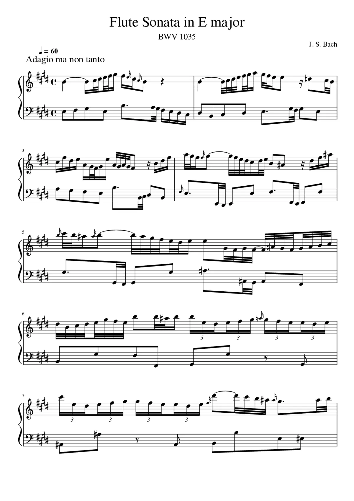 Flute Sonata in E major BWV 1035 - Page 1