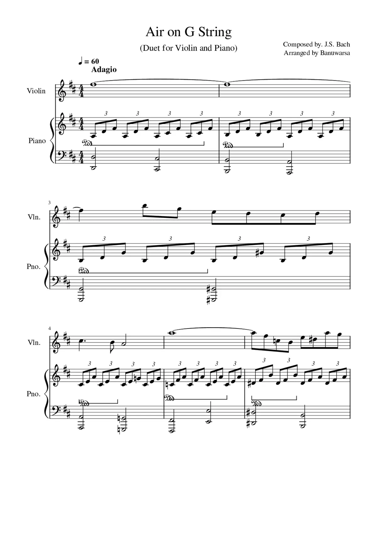 Air 'on the G string' Orchestral Suite No. 3 in D major BWV 1068 - Page 1