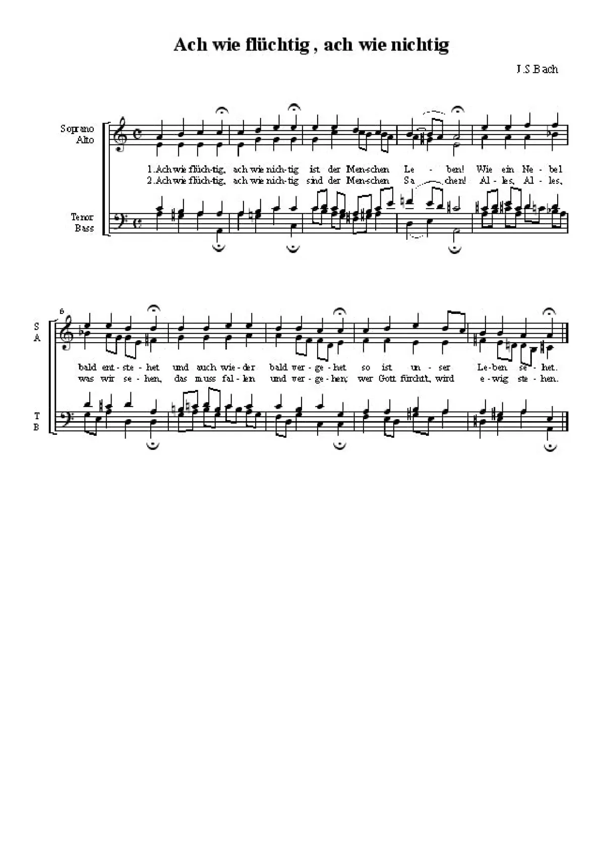 Ach wie flüchtig, ach wie nichtig, BWV 26 - Page 1