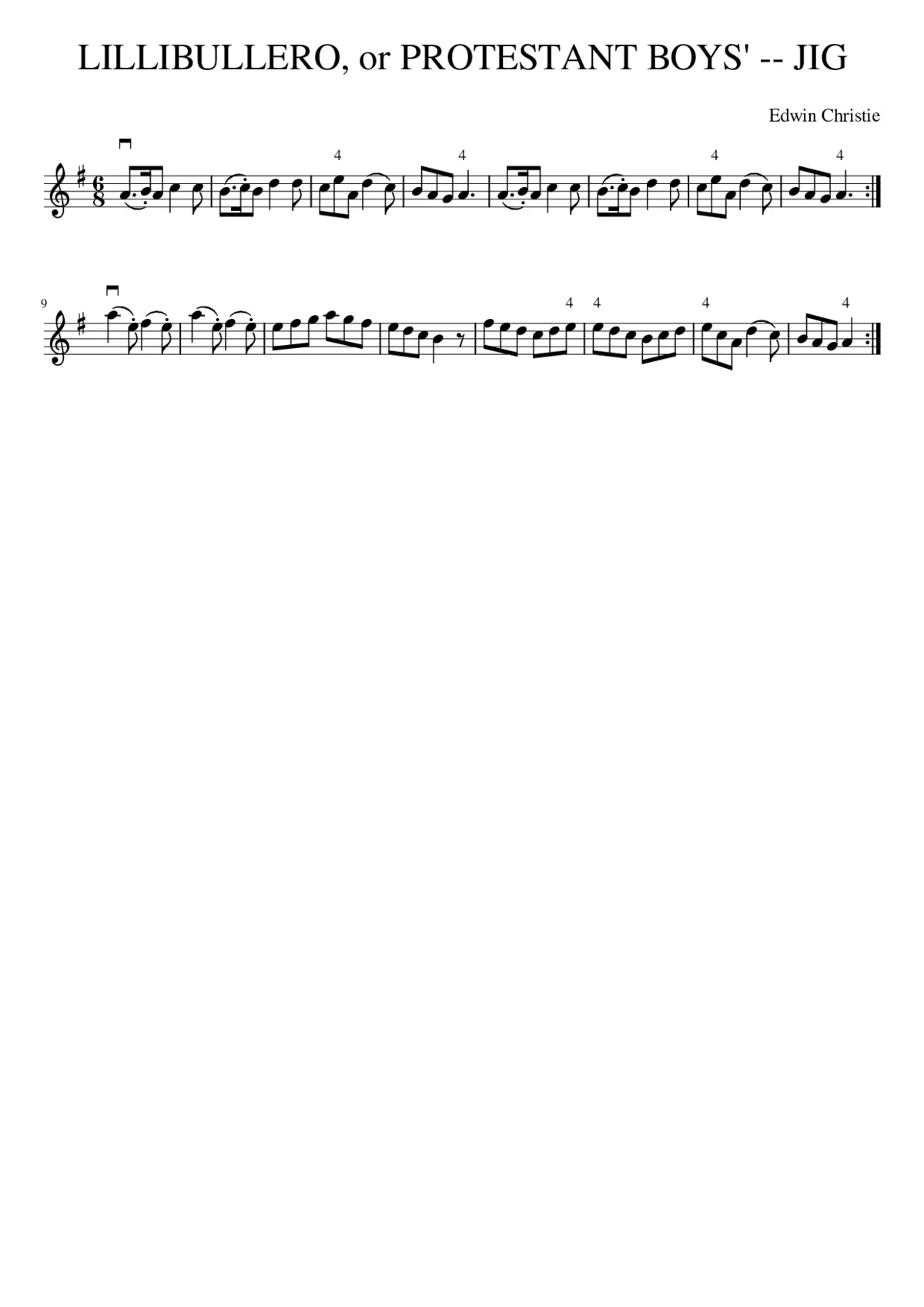 LILLIBULLERO or PROTESTANT BOYS' -- JIG - Page 1