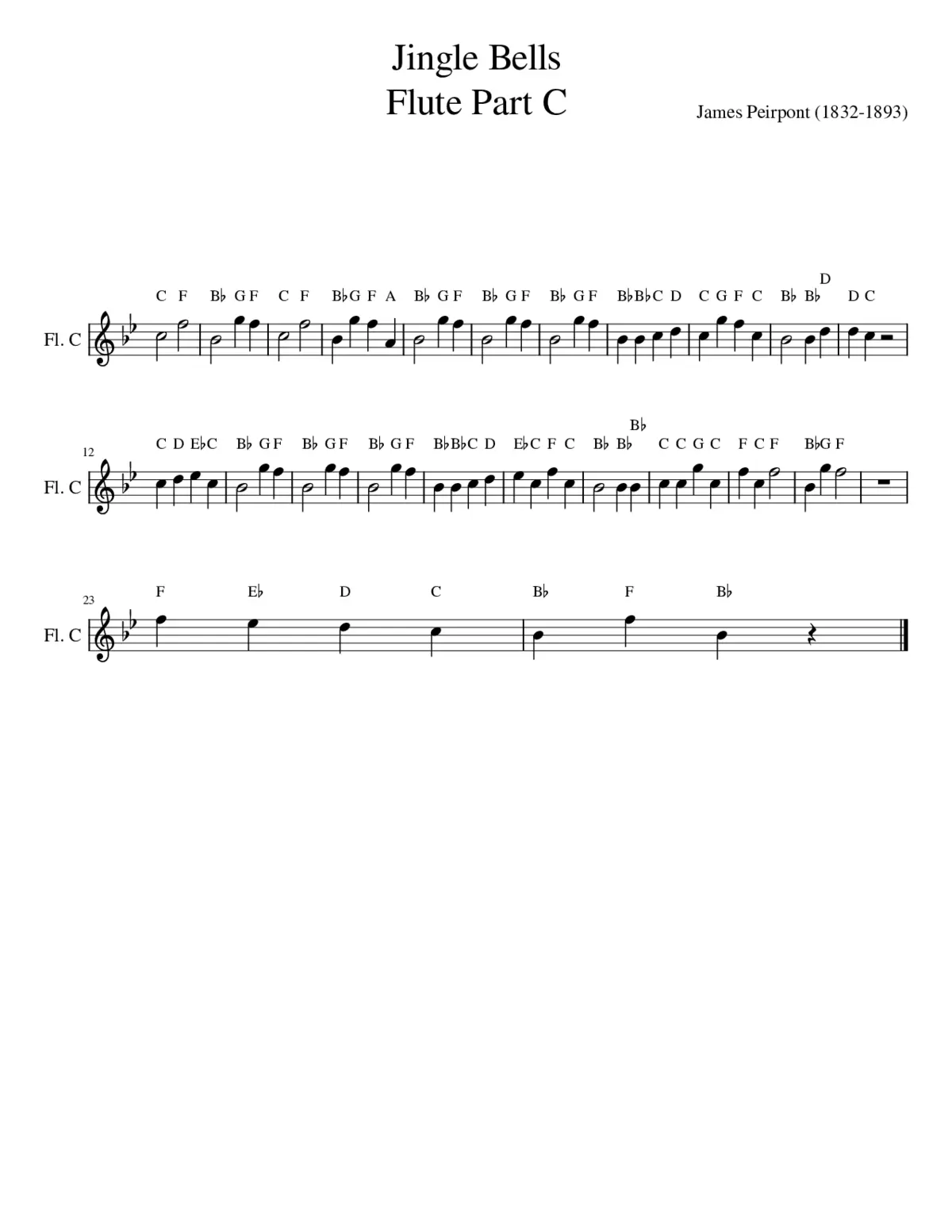 Jingle Bells Flute Part C - Page 1