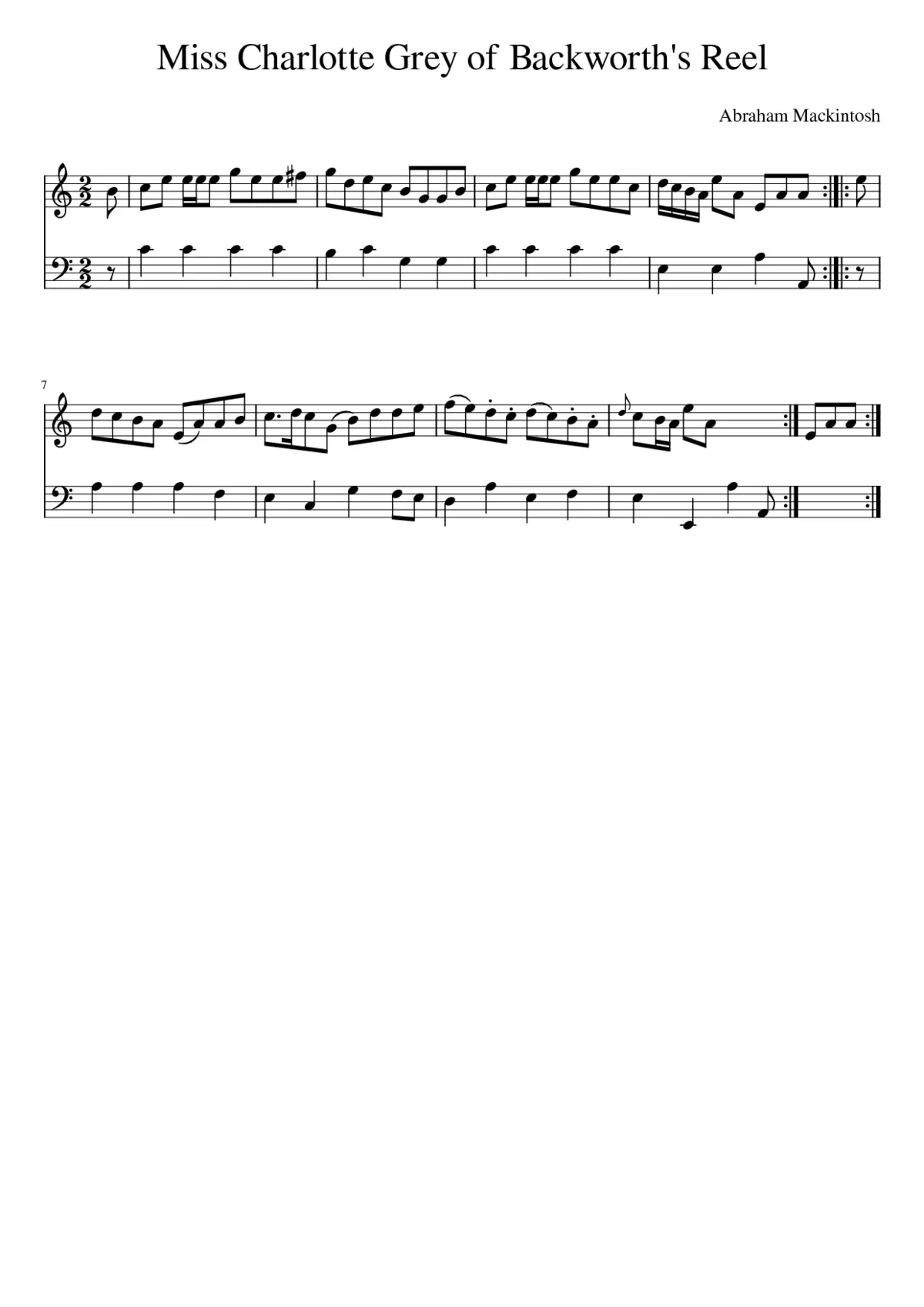 Miss Charlotte Grey of Backworth's Reel - Page 1