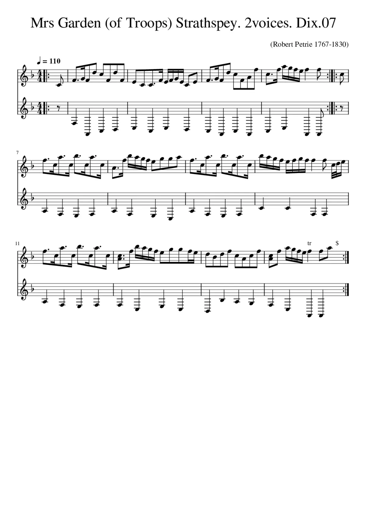 Mrs Garden (of Troops) Strathspey. 2voices. Dix.07 - Page 1