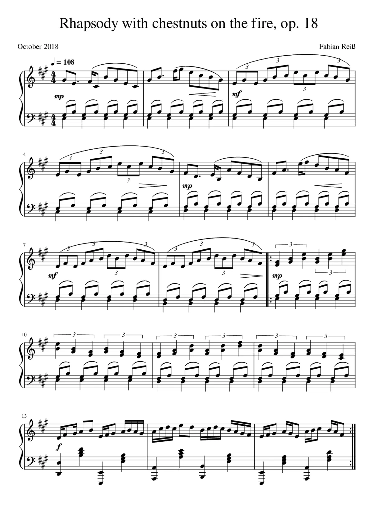 Rhapsody with chestnuts on the fire op. 18 - Page 1