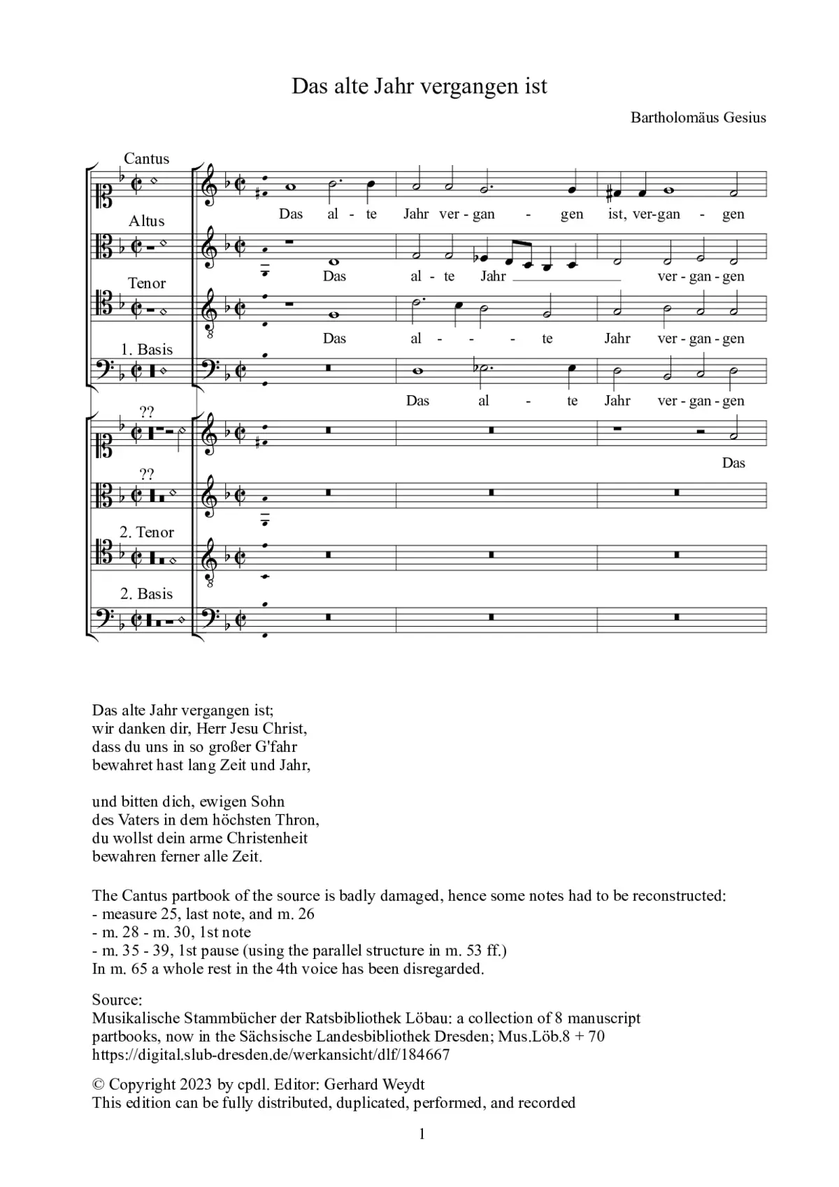 Das alte Jahr vergangen ist - Page 1