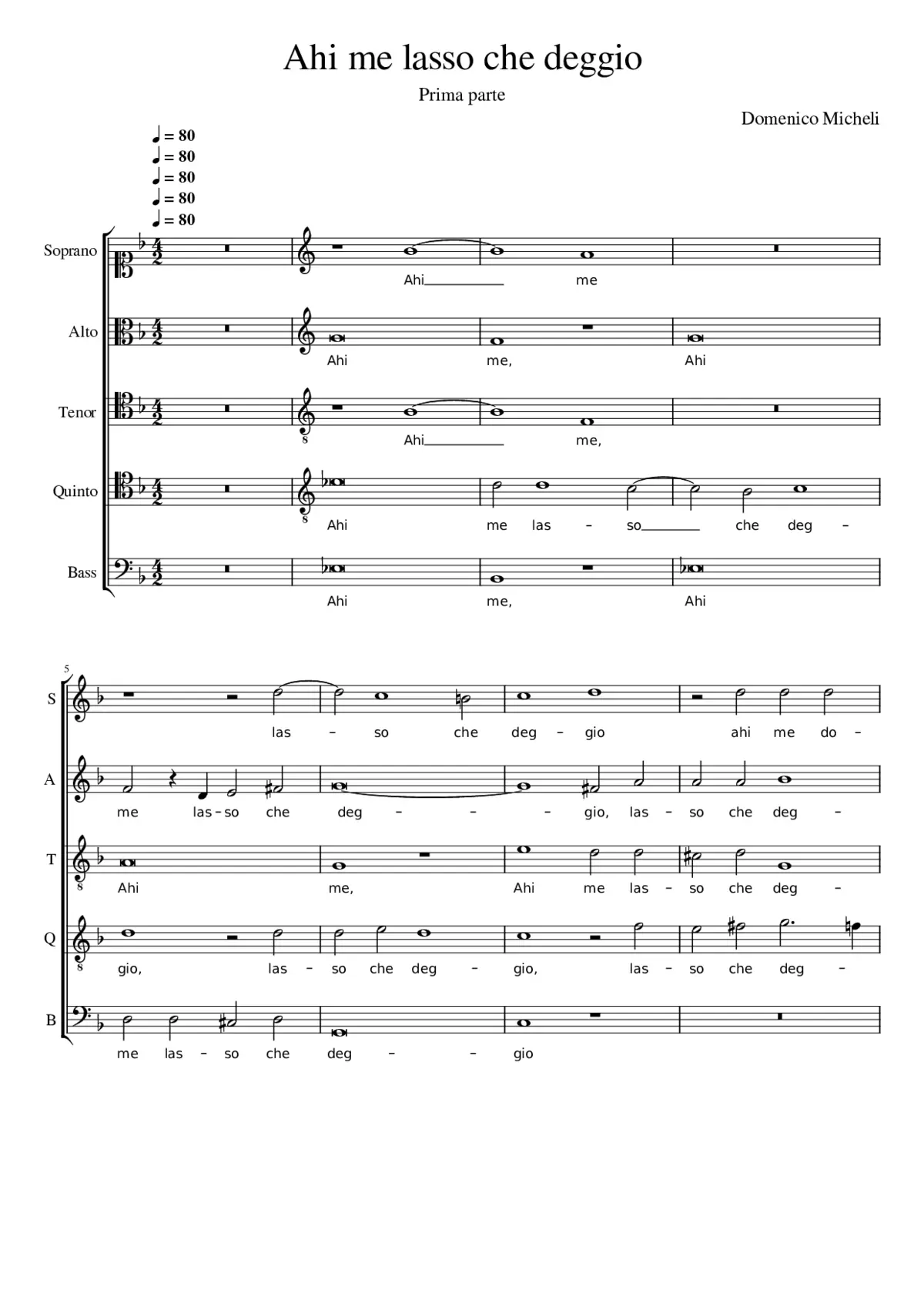 Ahi me lasso che deggio - Page 1