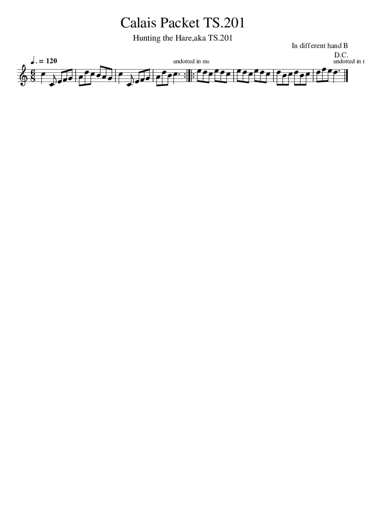 Calais Packet TS.201 - Page 1