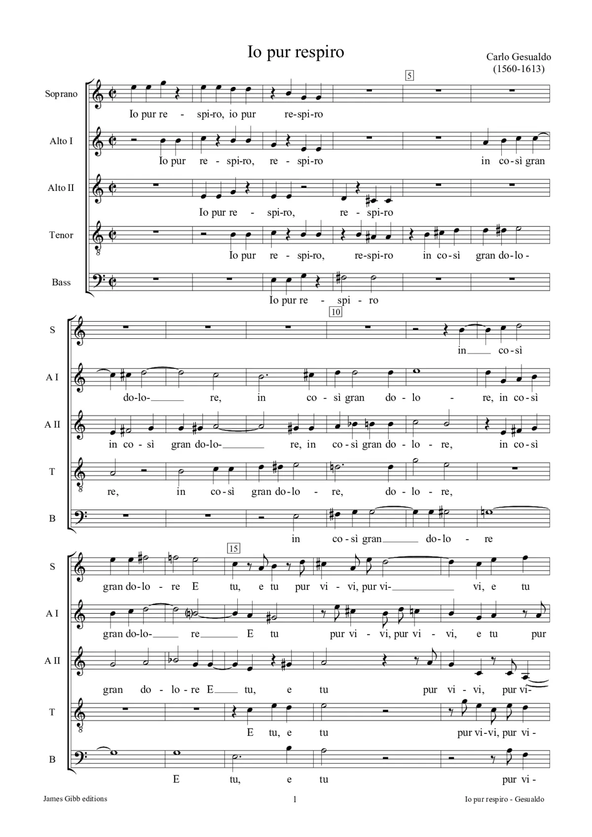 Io pur respiro in così gran dolore - Page 1