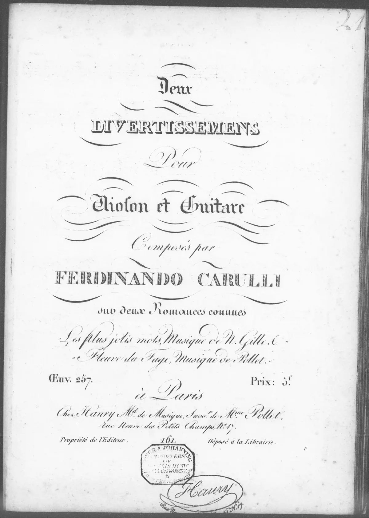 2 Divertissemens pour Violin et Guitare - Page 1