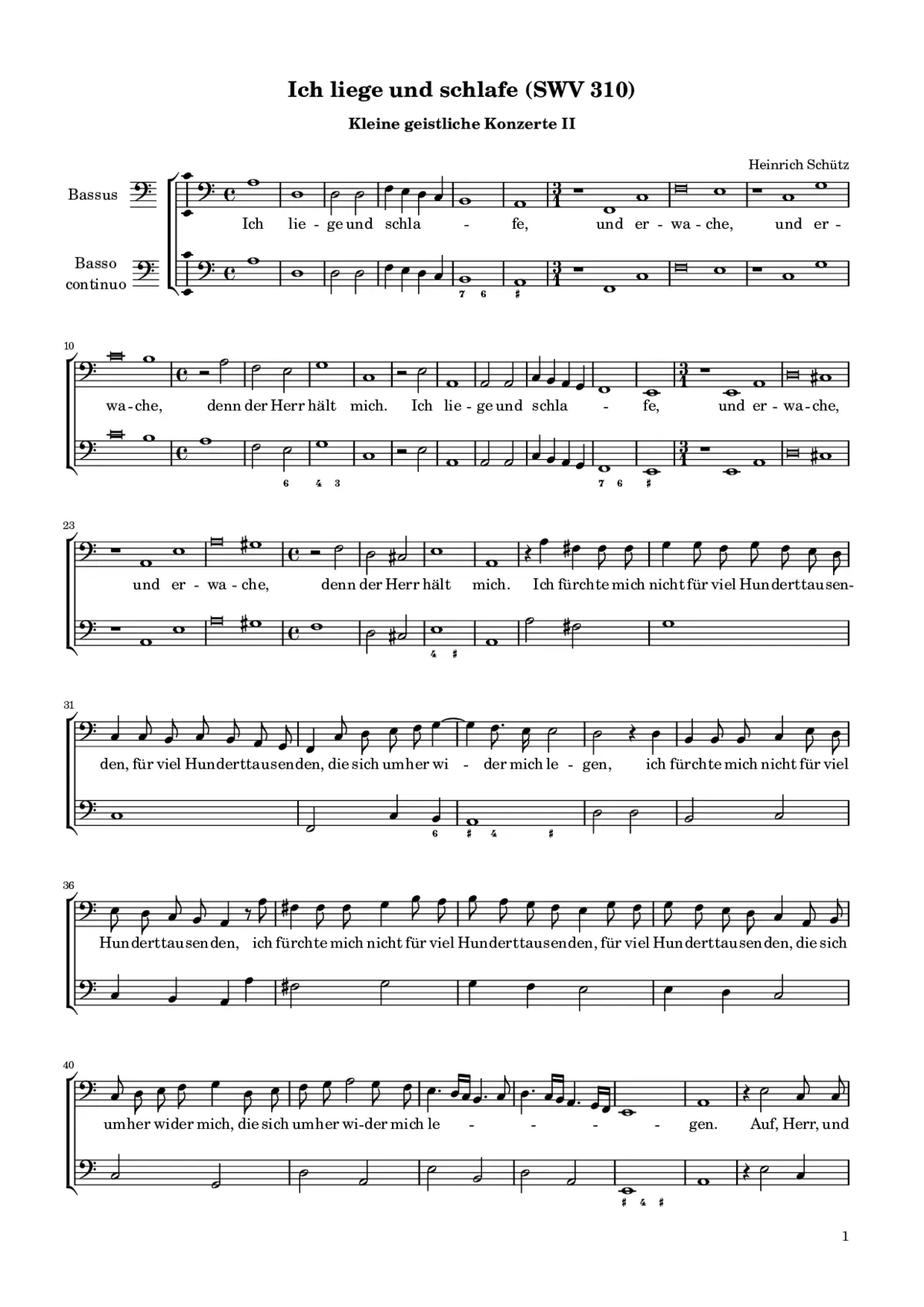 Ich liege und schlafe, SWV 310 - Page 1
