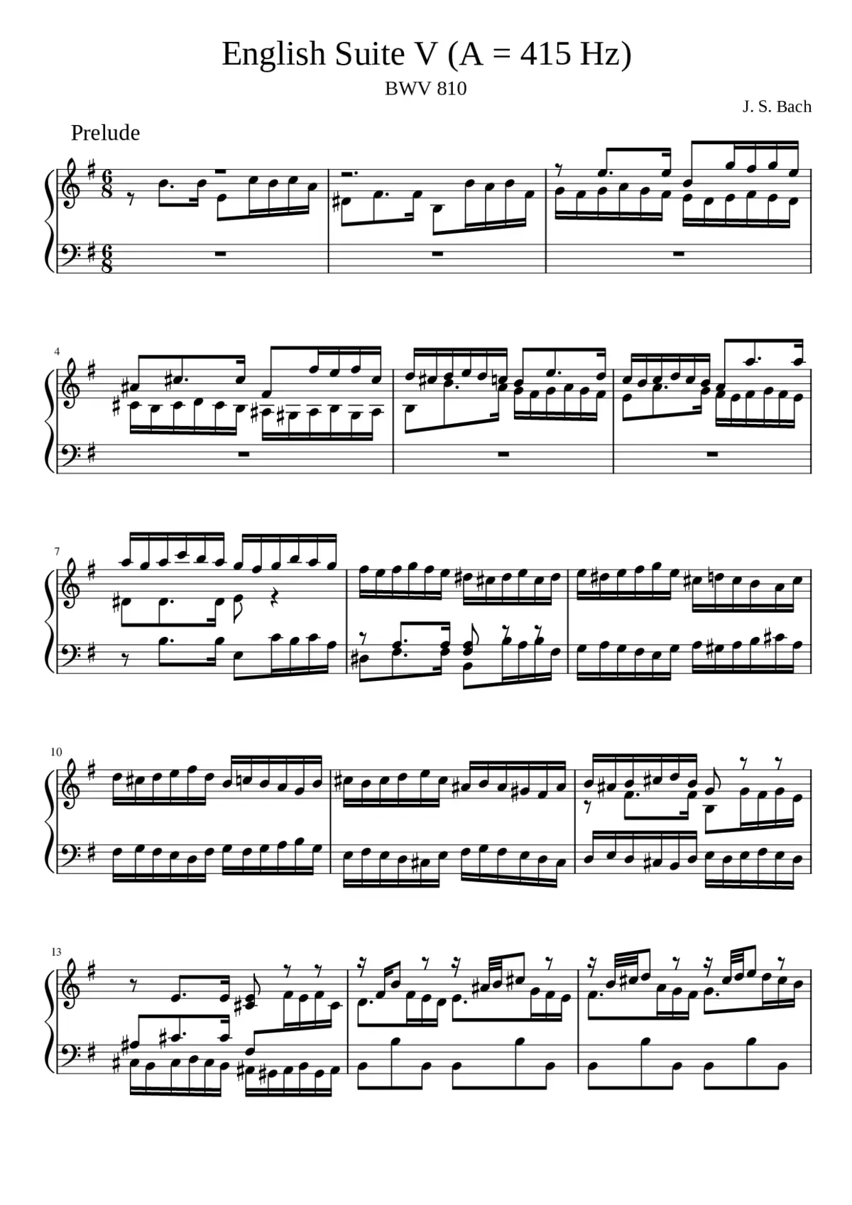 English Suite No.5 in E minor BWV 810 - Page 1
