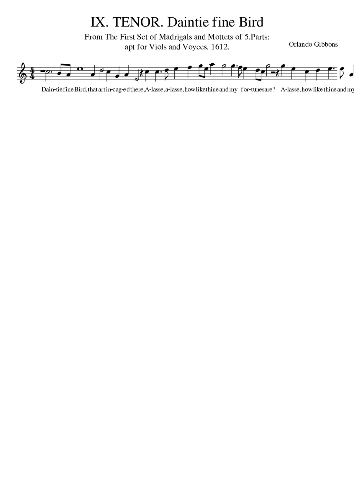 IX. TENOR. Daintie fine Bird - Page 1