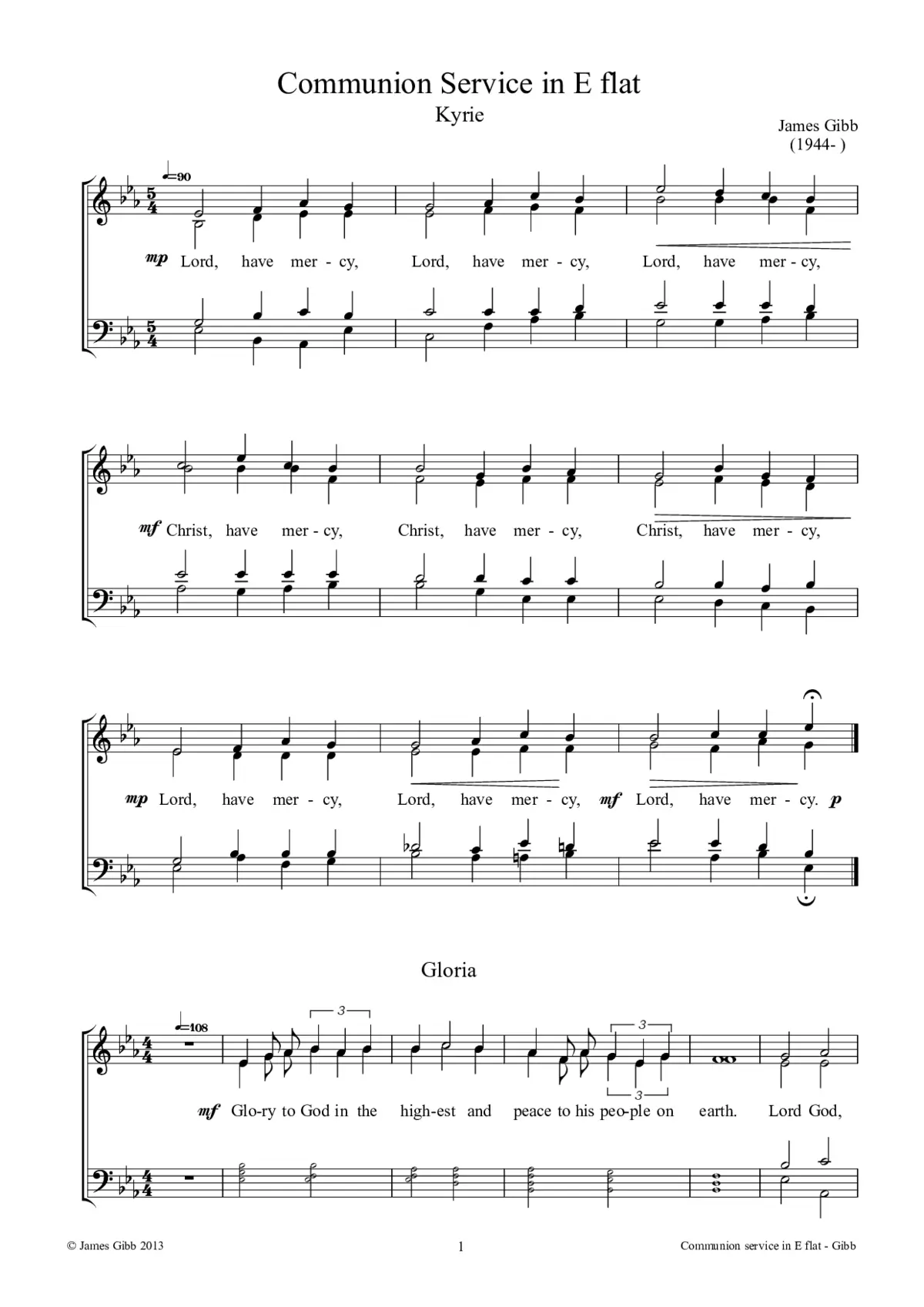 Communion service in E flat - Page 1