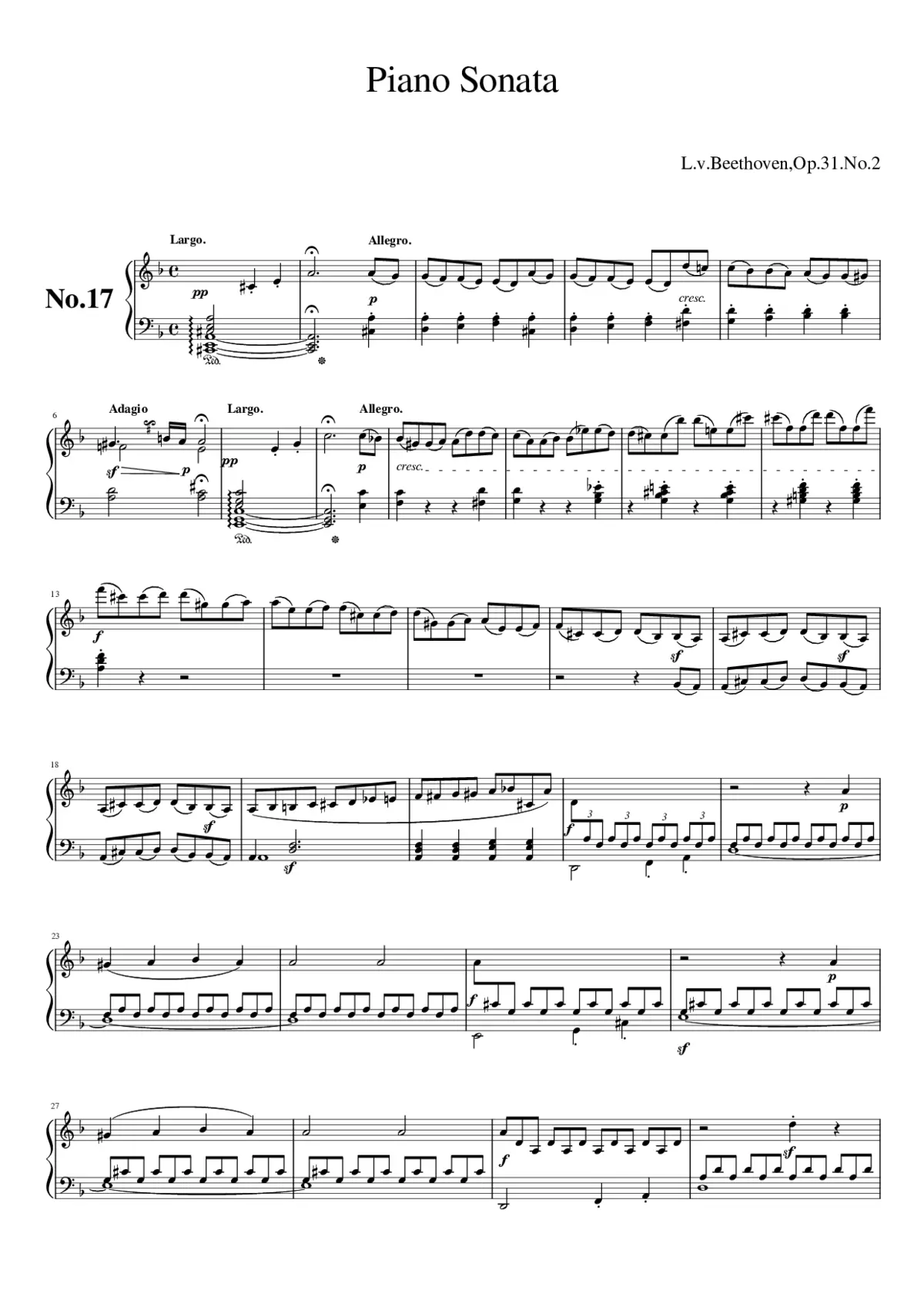 Piano Sonata No.17 Op.31 No.2 - Page 1
