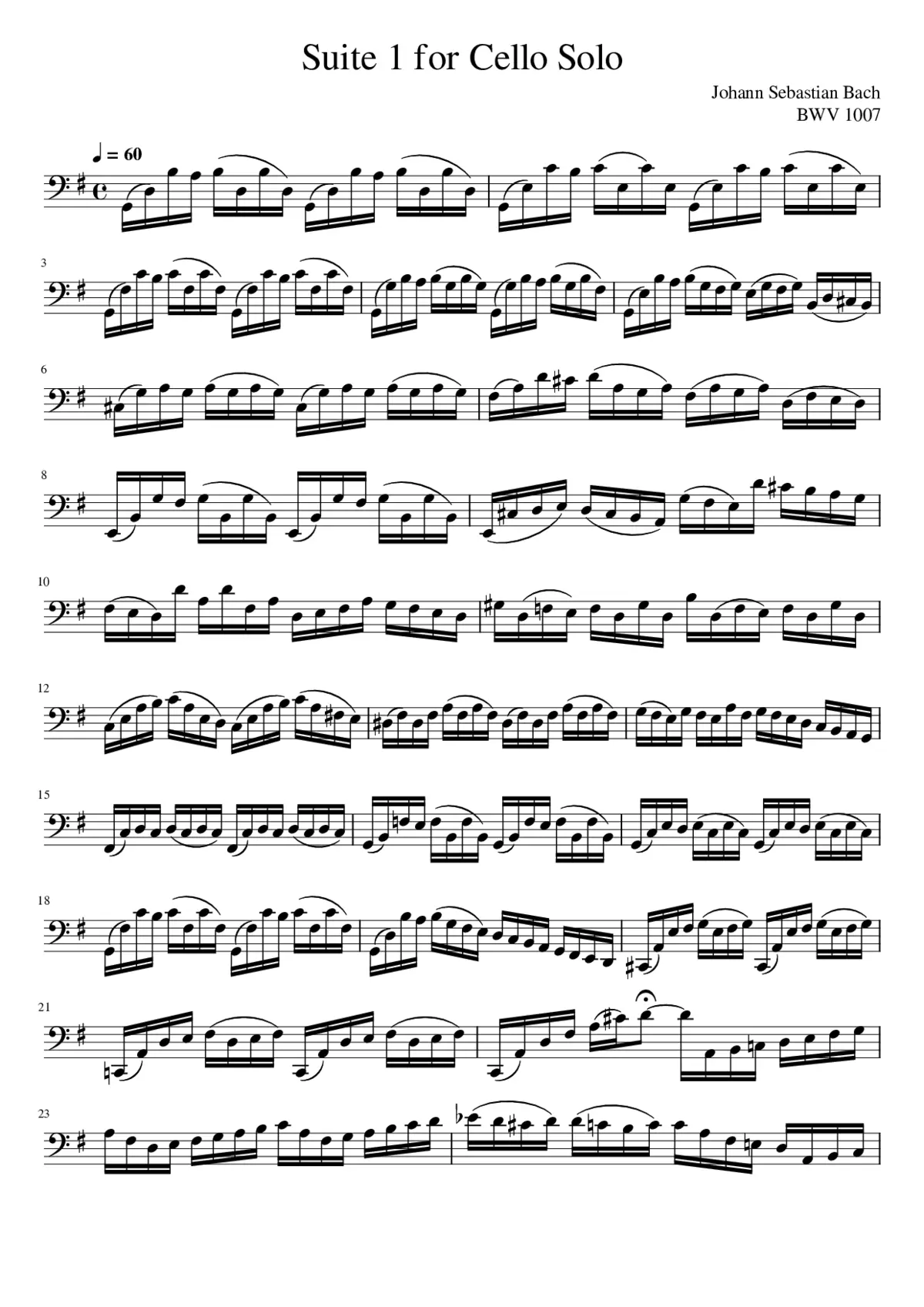Suite No. 1 in G major BWV 1007 - Page 1