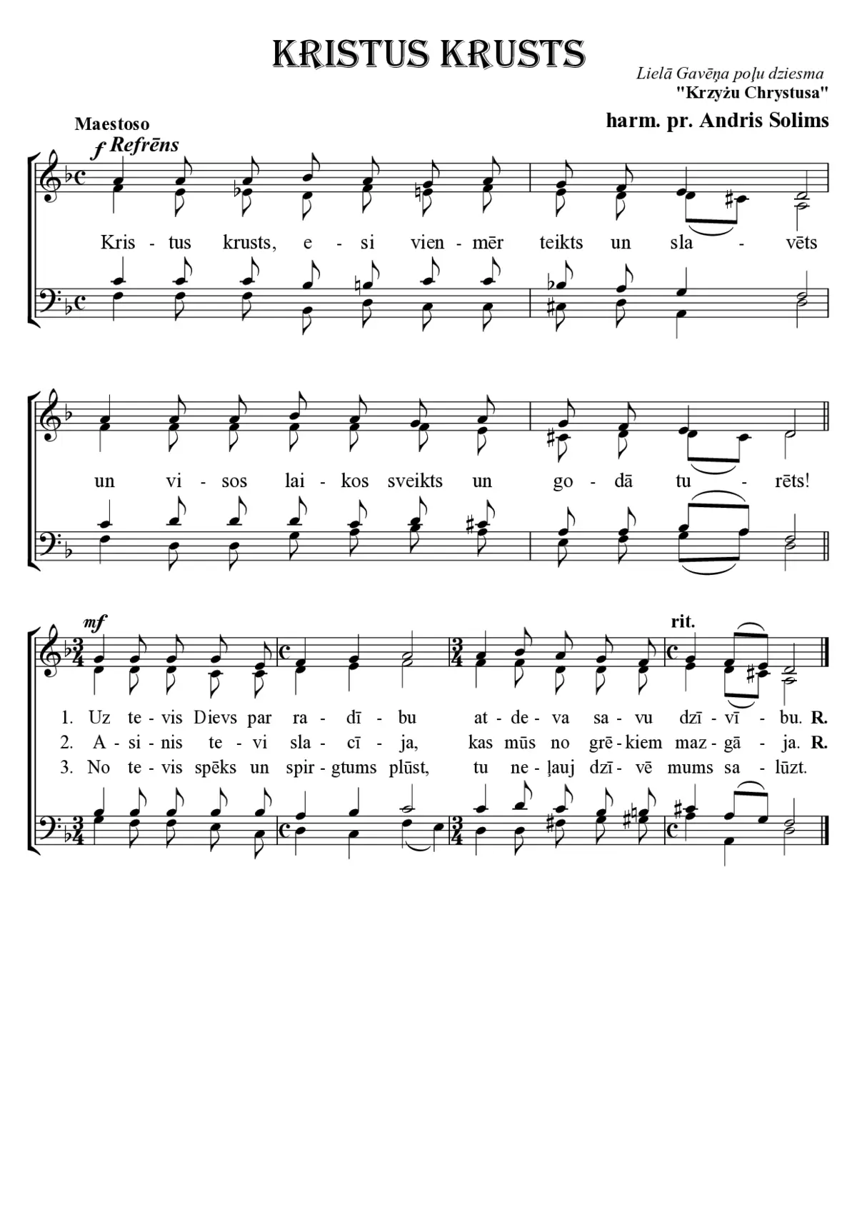 Kristus krusts (Krzyżu Chrystusa) (Andris Solims (harm.)) - Page 1