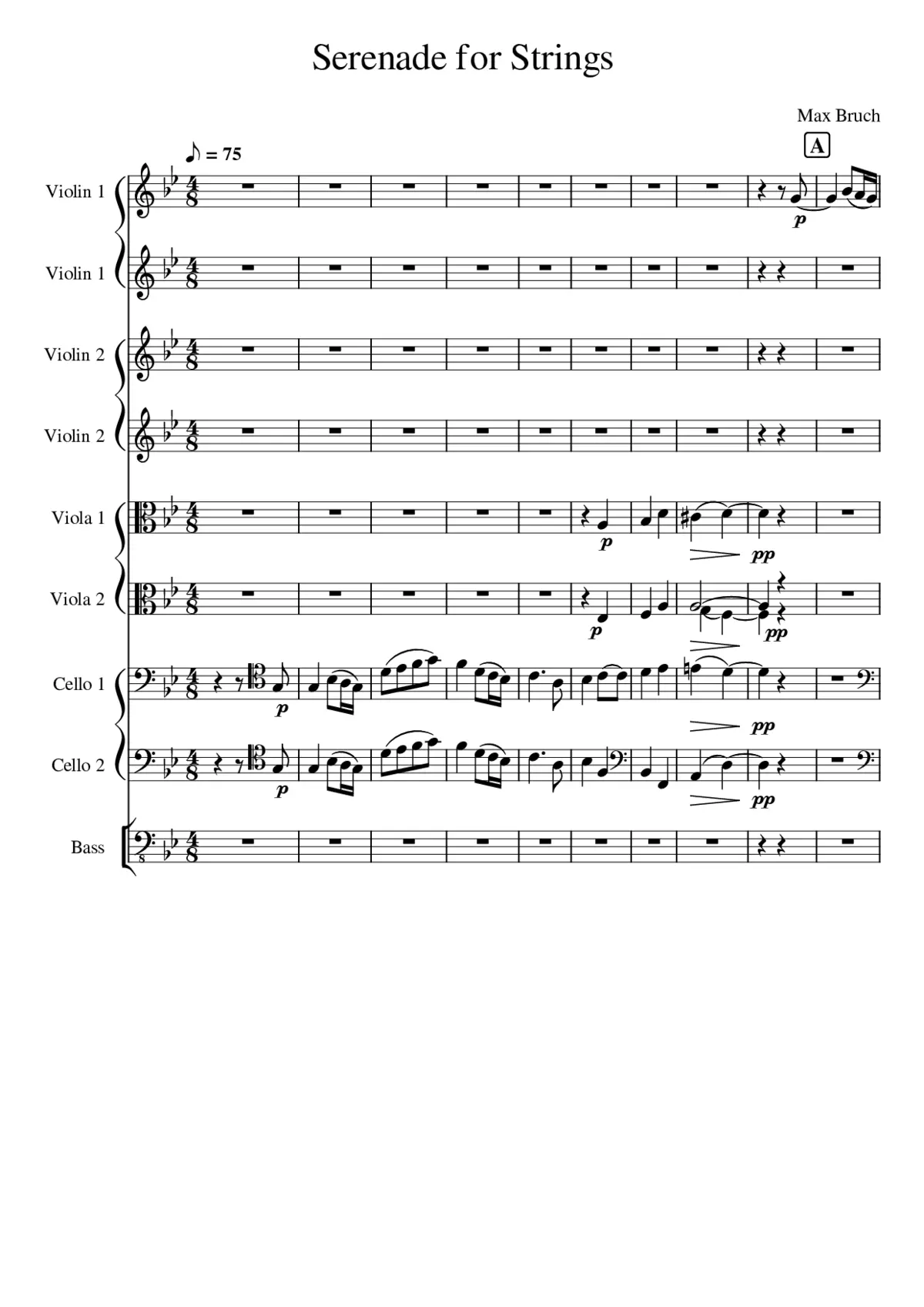 Max Bruch Serenade for String Orchestra: Andante - Page 1