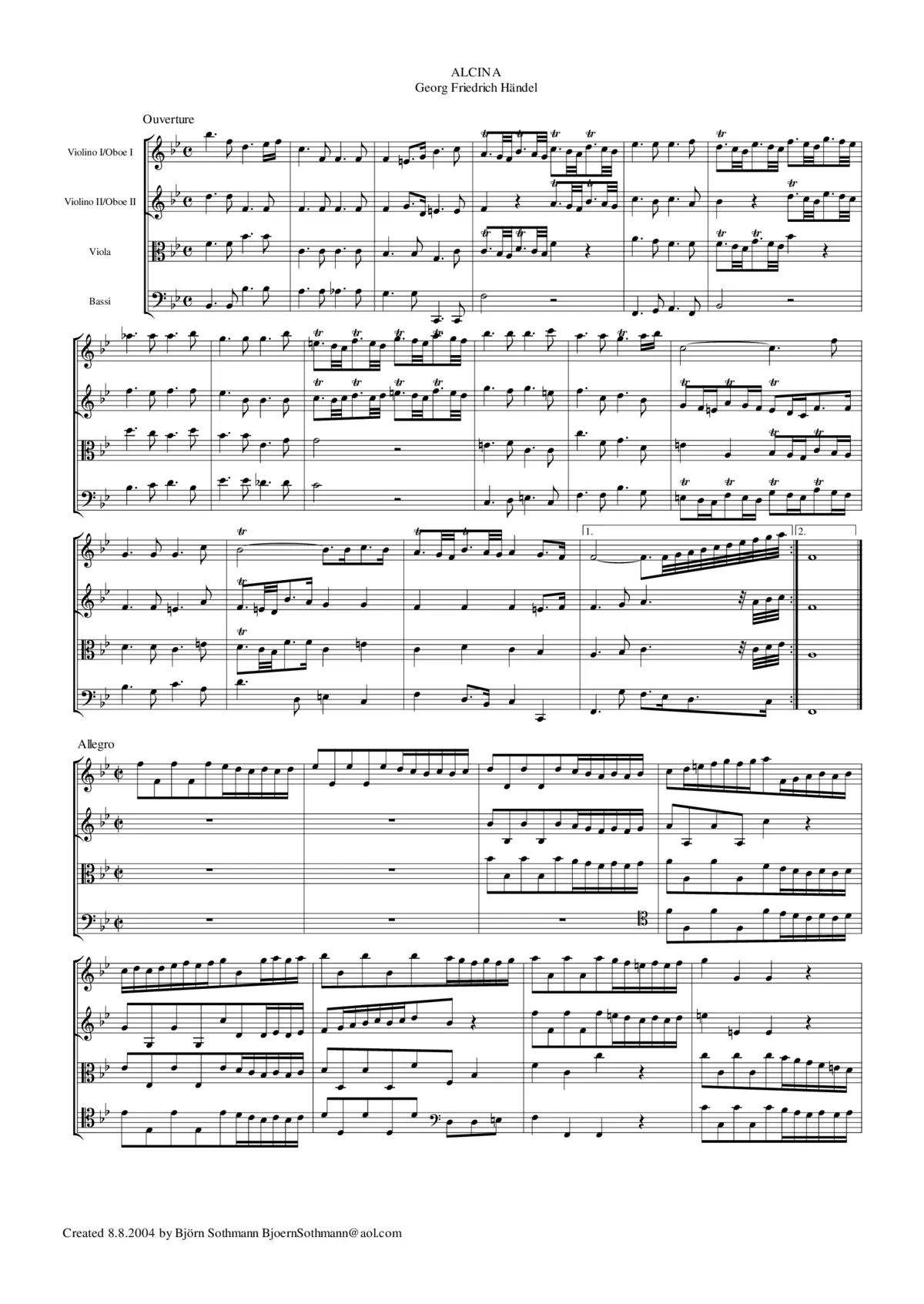 Alcina, HWV 34 - Page 1