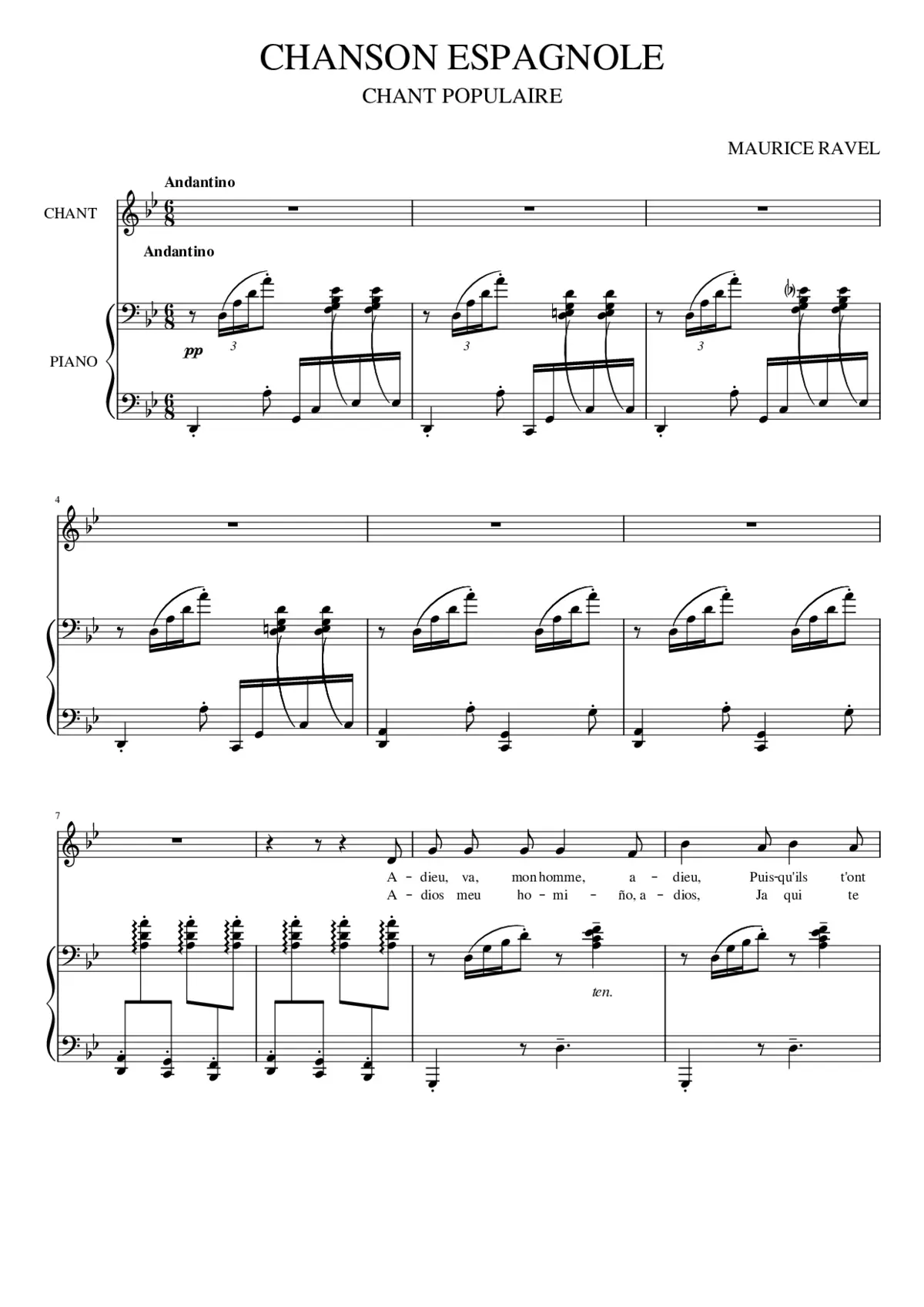 CHANSON ESPAGNOLE Ravel - Page 1
