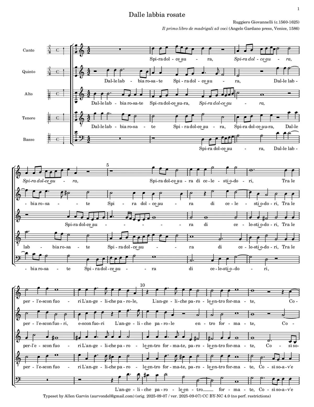 Dalle labbia rosate - Page 1