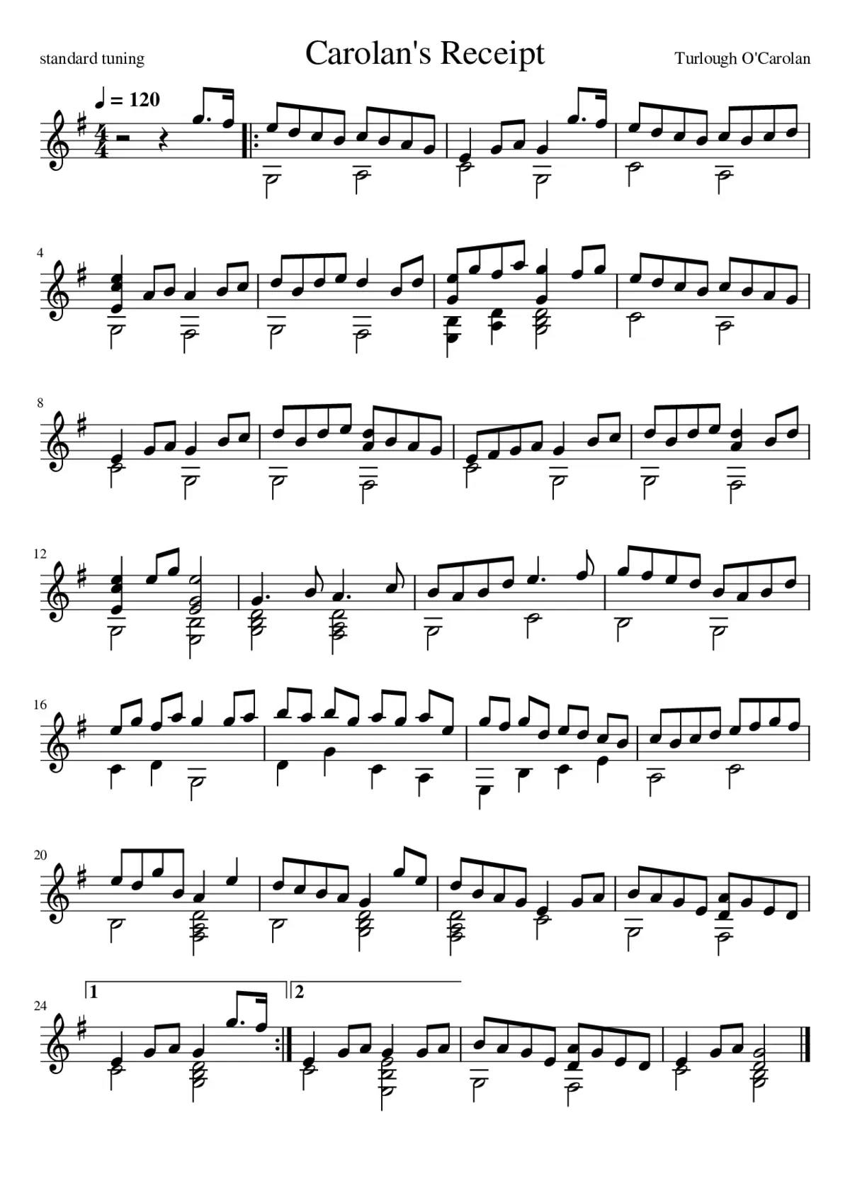 O'Carolan's Receipt for Drinking - Page 1