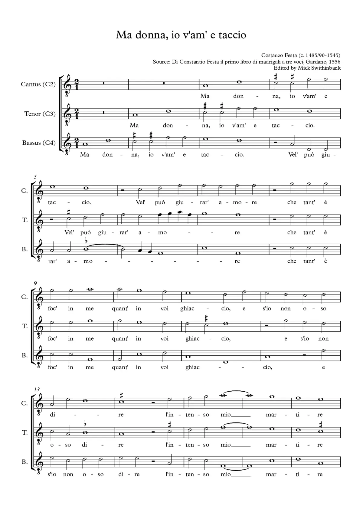 Ma donna, io v'am' e taccio - Page 1
