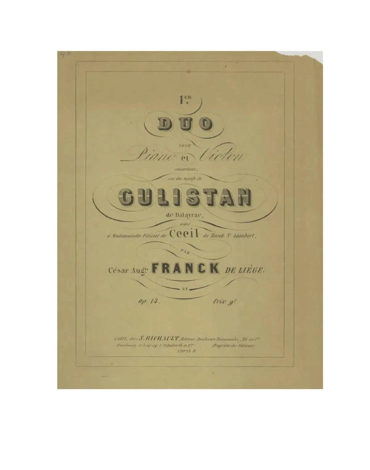 1er Duo pour piano et violon concertans - Page 1