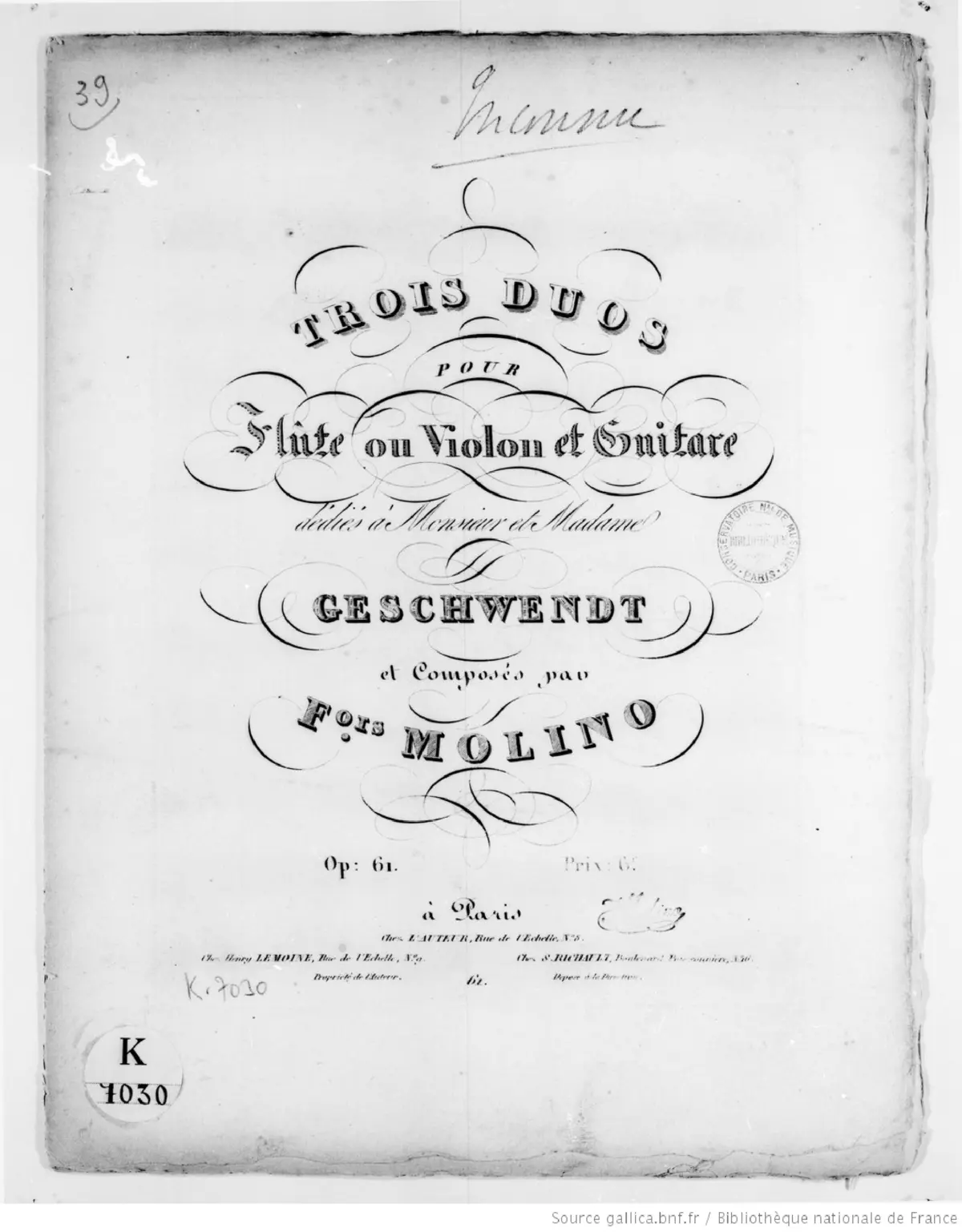 3 Duos pour Flûte ou Violon et Guitare - Page 1