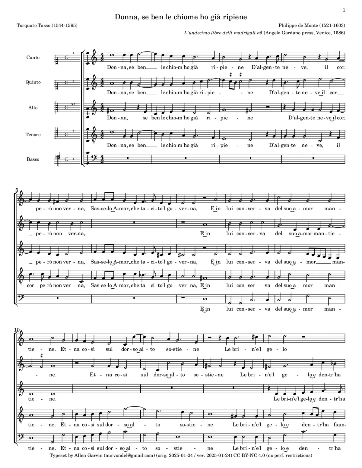 Donna, se ben le chiome - Page 1
