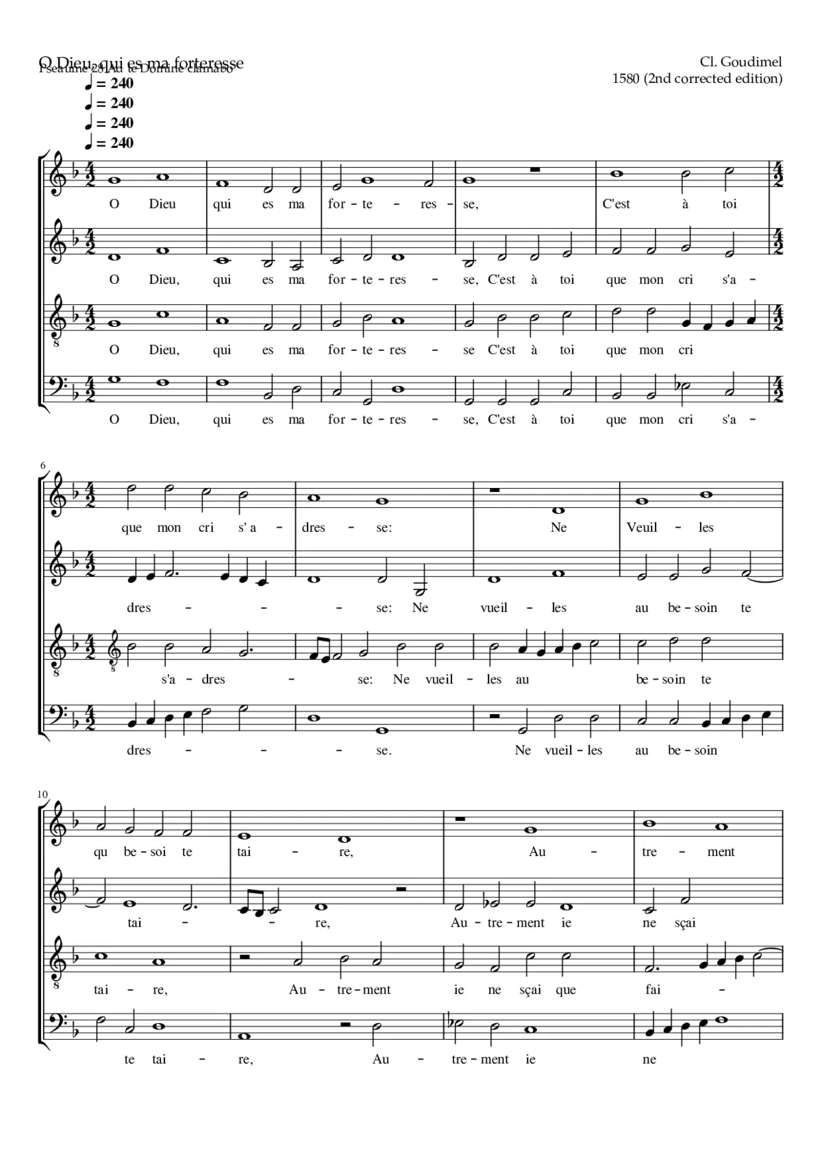 Psalm 28 O Dieu qui es ma fortresse - Page 1