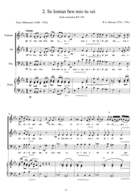 Se lontan, ben mio, tu sei / Bist du fern von mir, mein Leben, KV 438