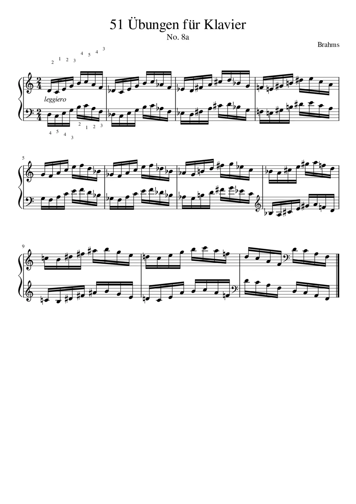 Brahms - 51 Übungen für Klavier No. 8a - Page 1