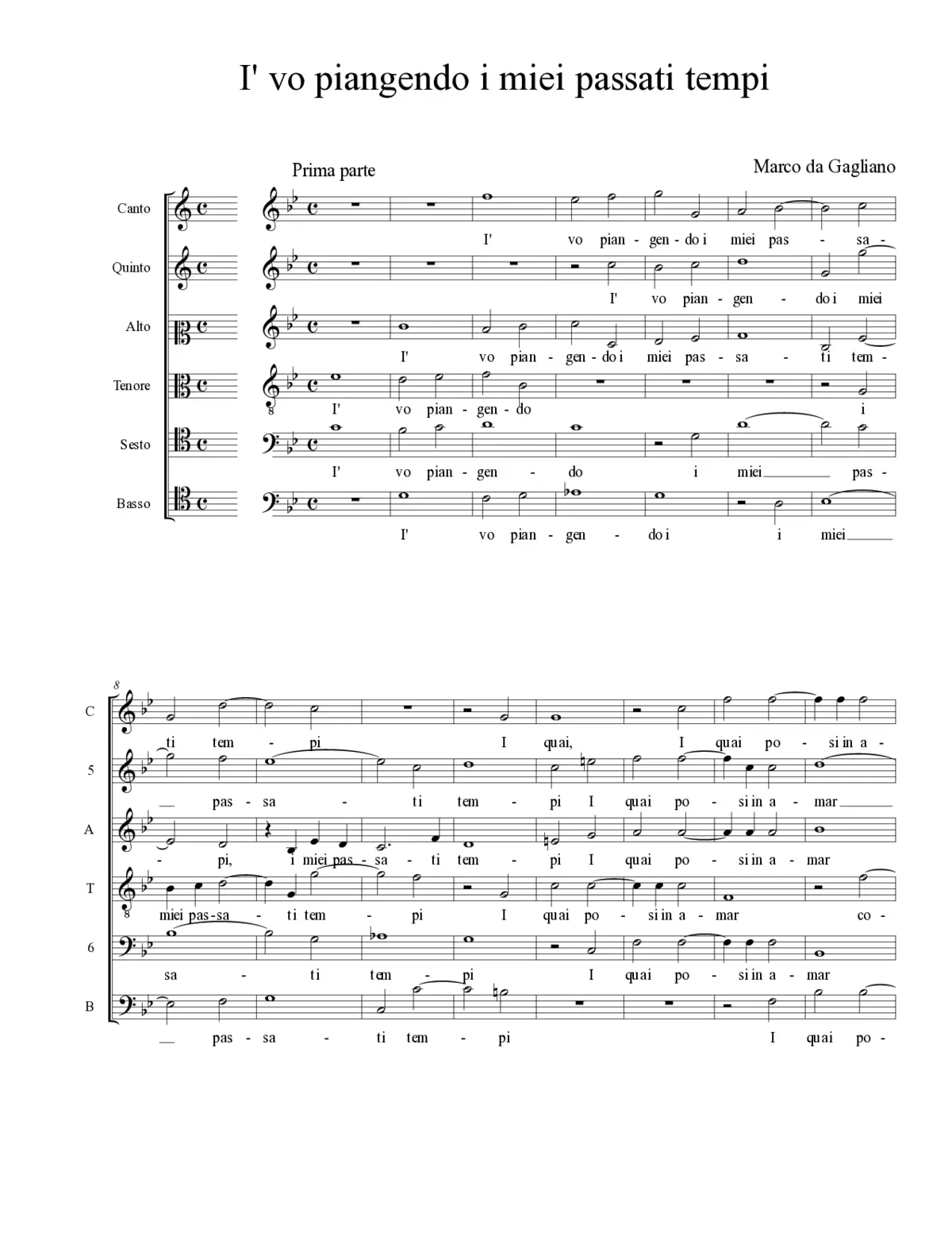 I' vo piangendo i miei passati tempi - Page 1