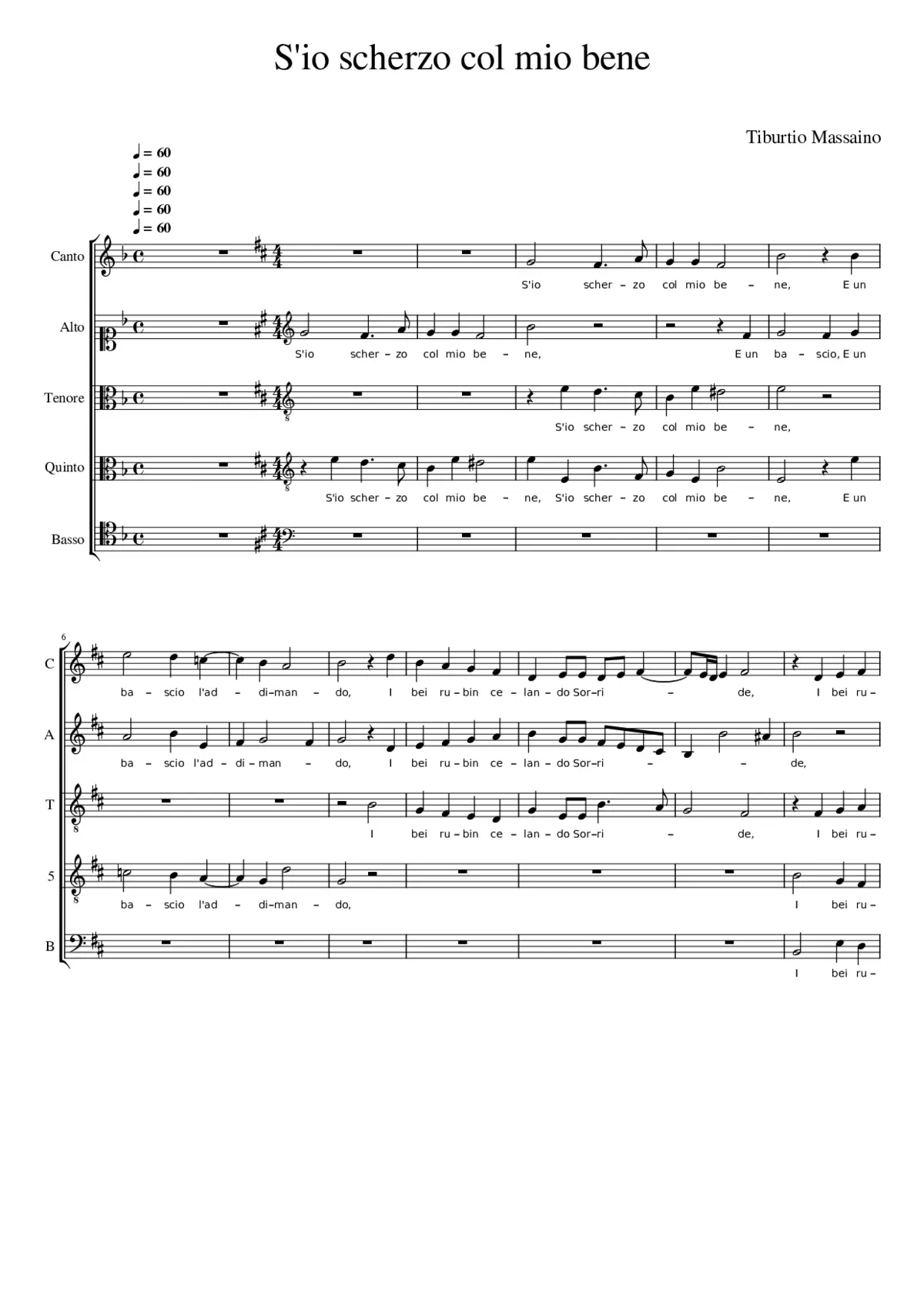 S'io scherzo col mio bene - Page 1