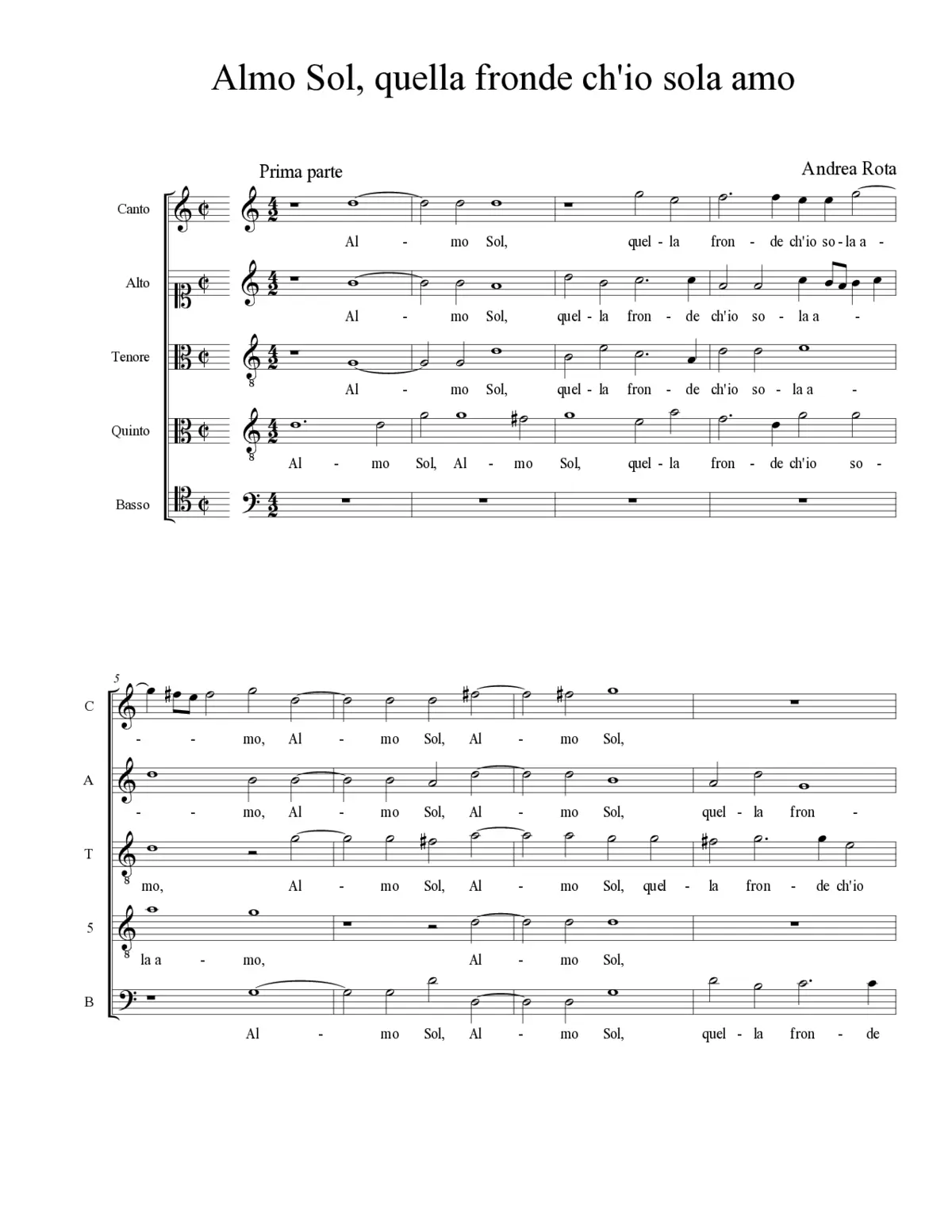 Almo Sol, quella fronde ch'io sola amo - Page 1