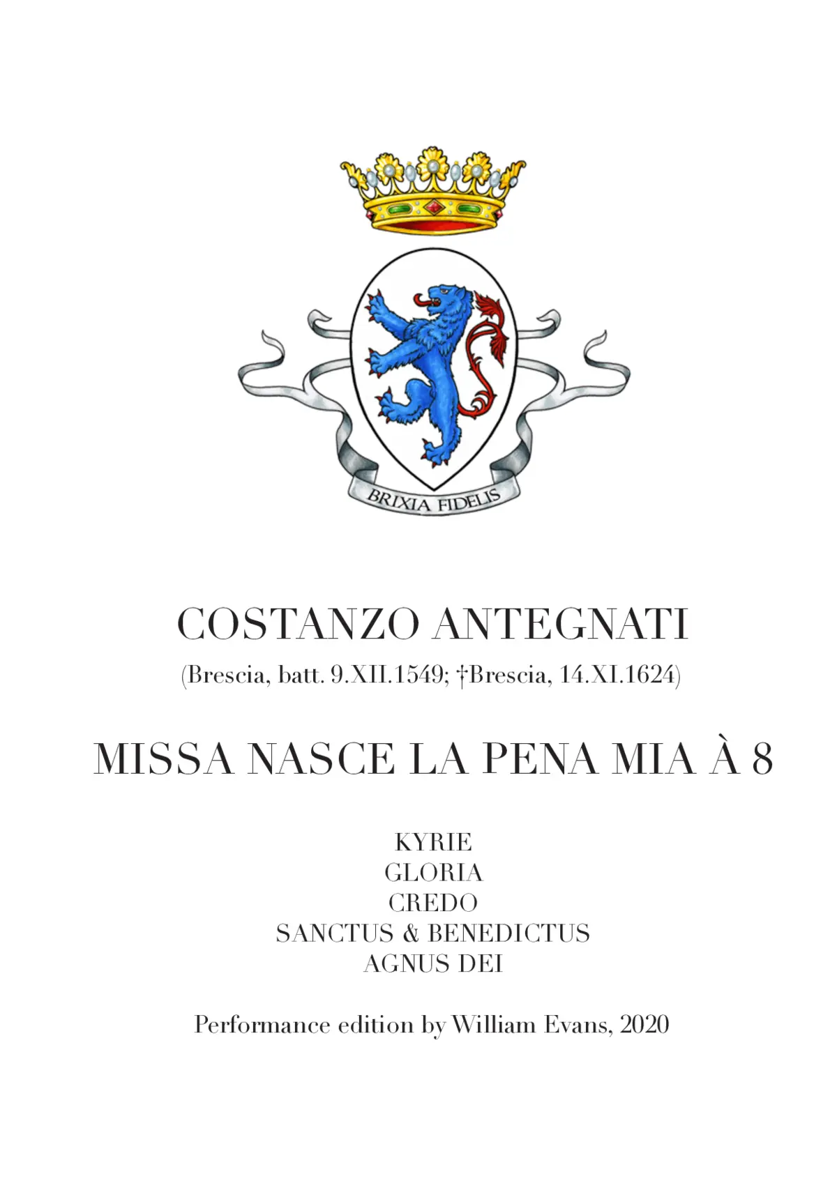 Missa Nasce la pena mia à 8 - Page 1