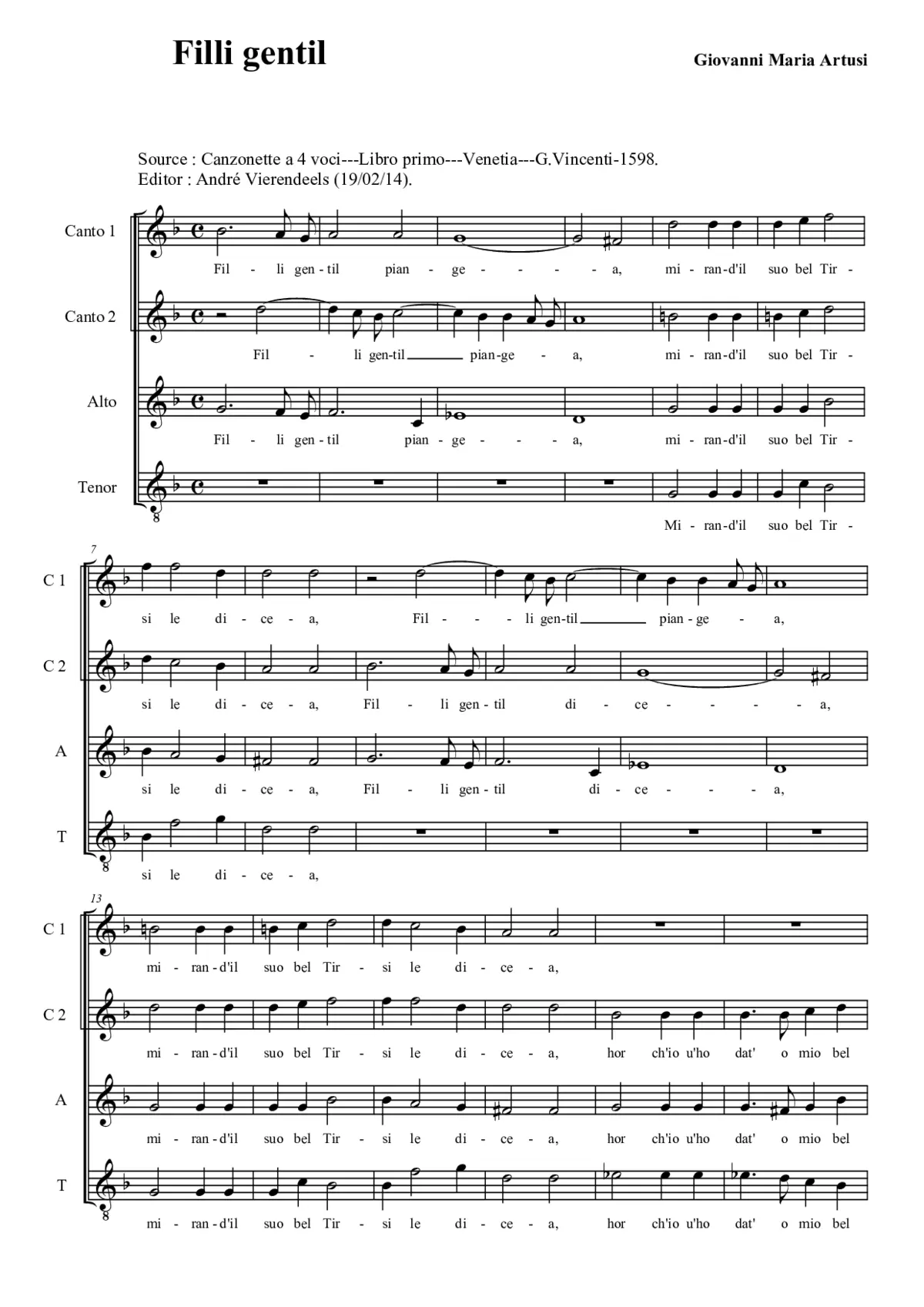 Filli gentil piangea - Page 1