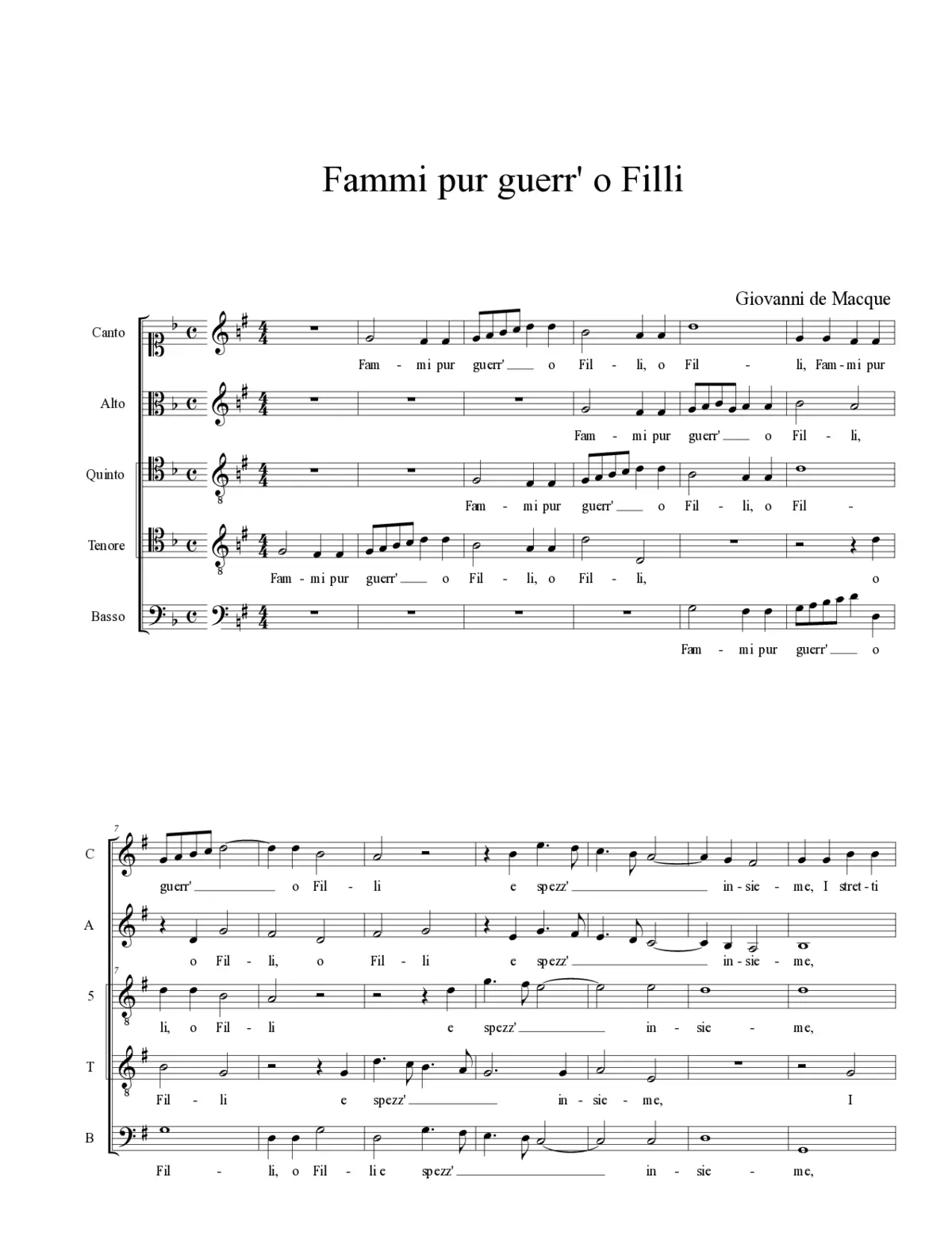 Fammi pur guerr' o Filli - Page 1