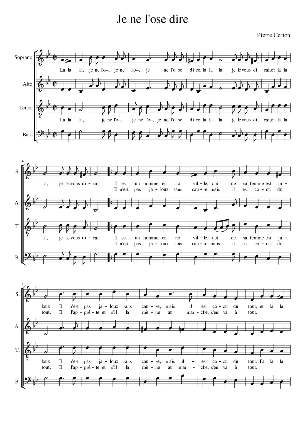 La la la je ne l'ose dire - Pierre Certon - Page 1