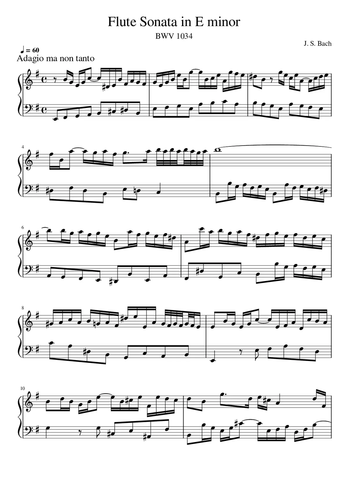 Flute Sonata in E minor BWV 1034 - Page 1